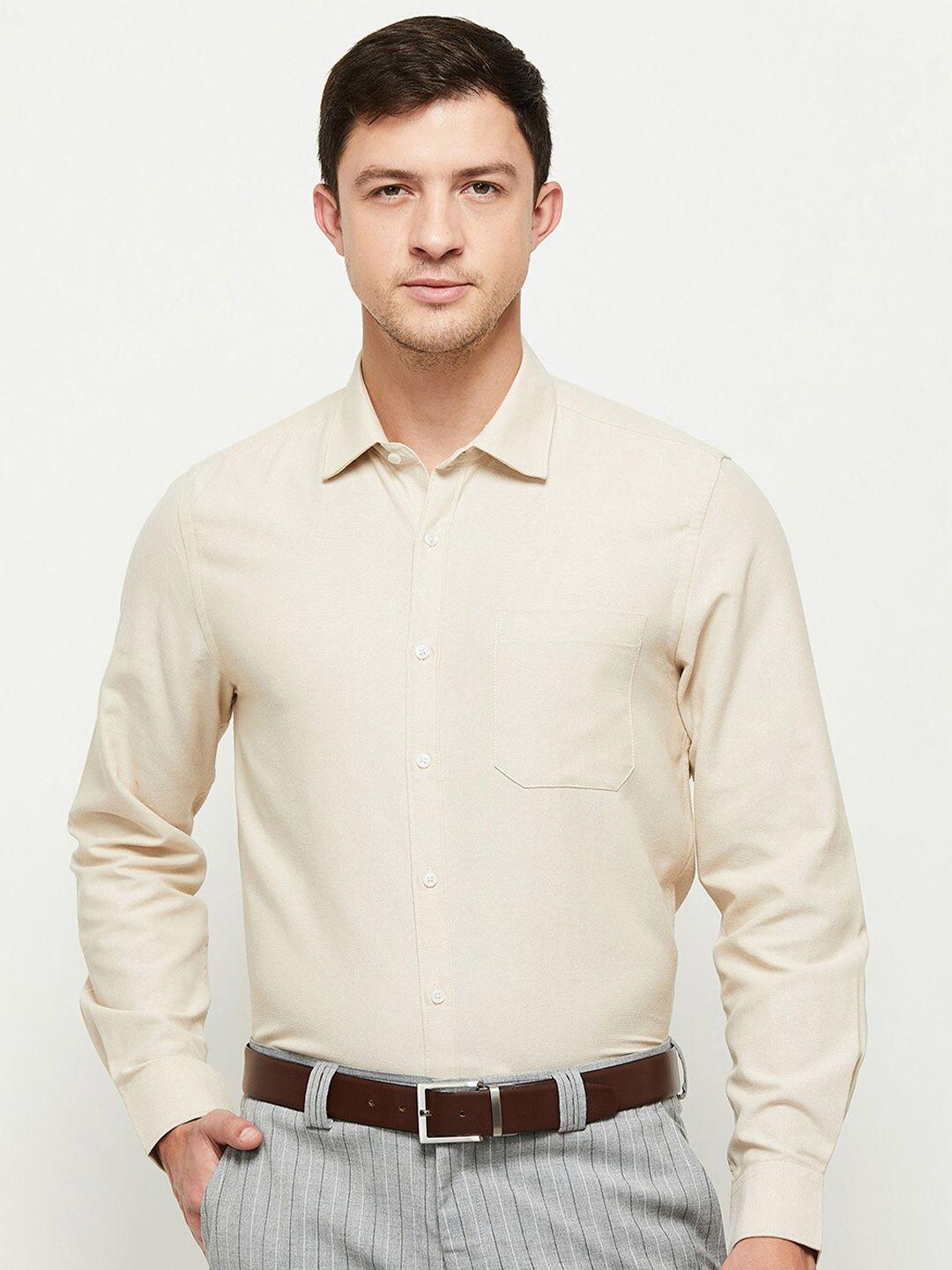 max men beige regular fit cotton casual shirt