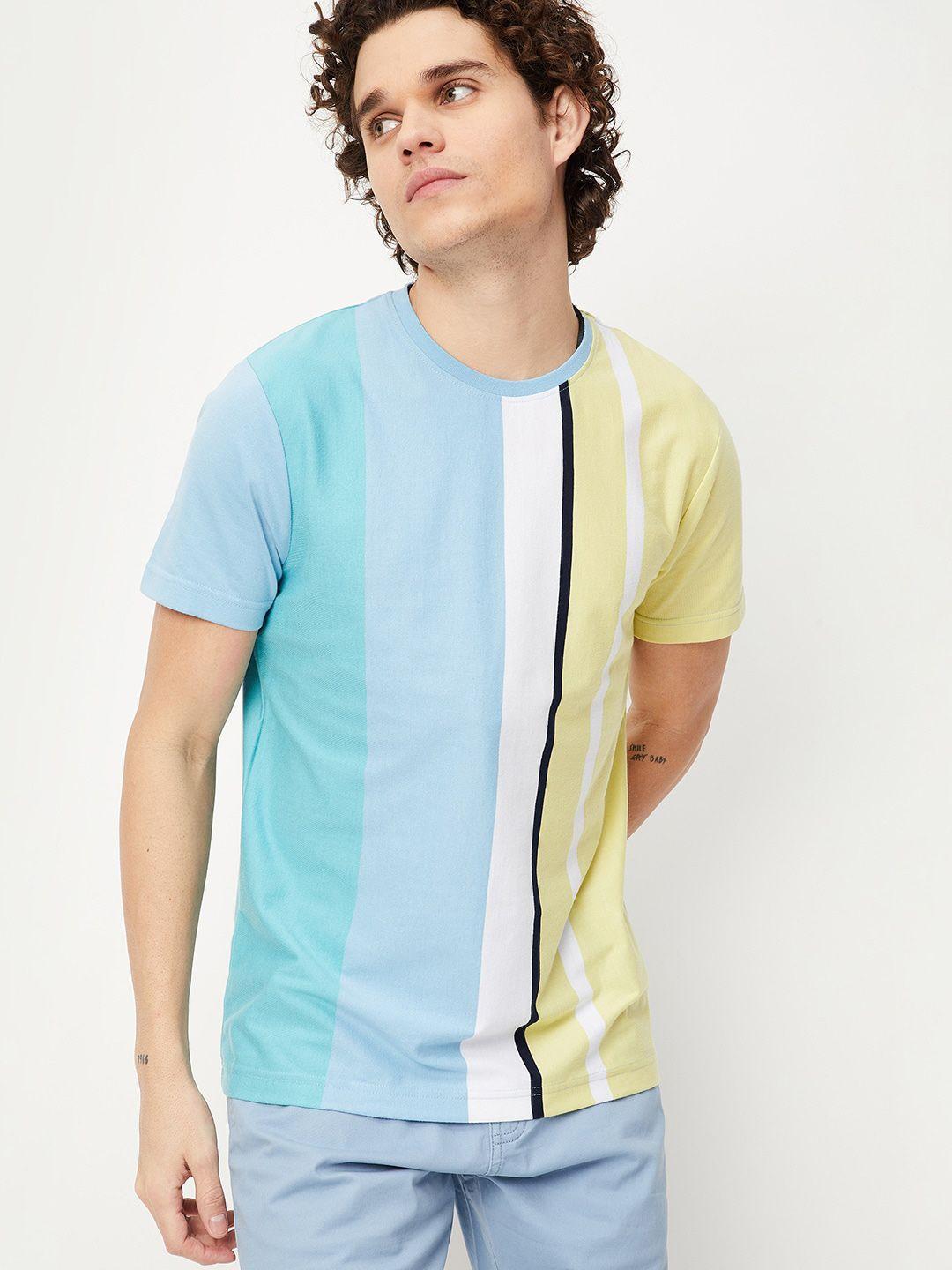 max men colourblocked cotton regular fit t-shirt