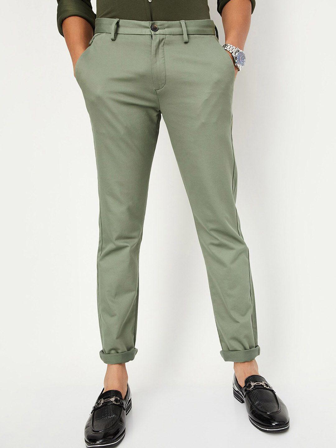 max men mid rise plain cropped chinos