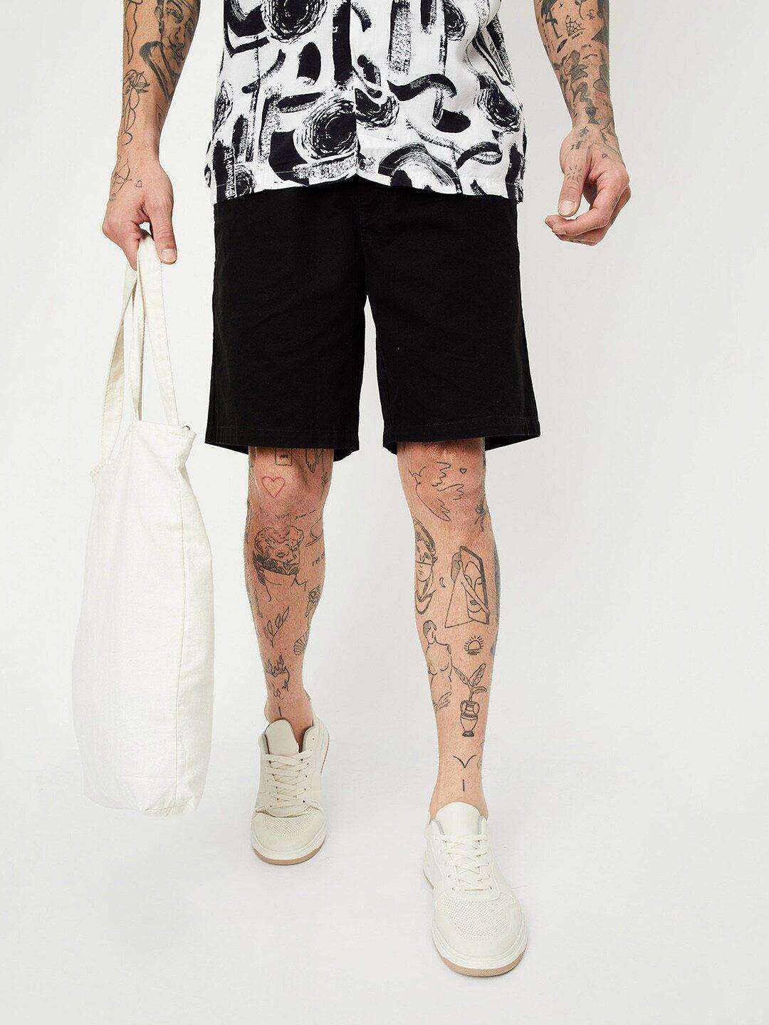 max-men-mid-rise-pure-cotton-denim-shorts
