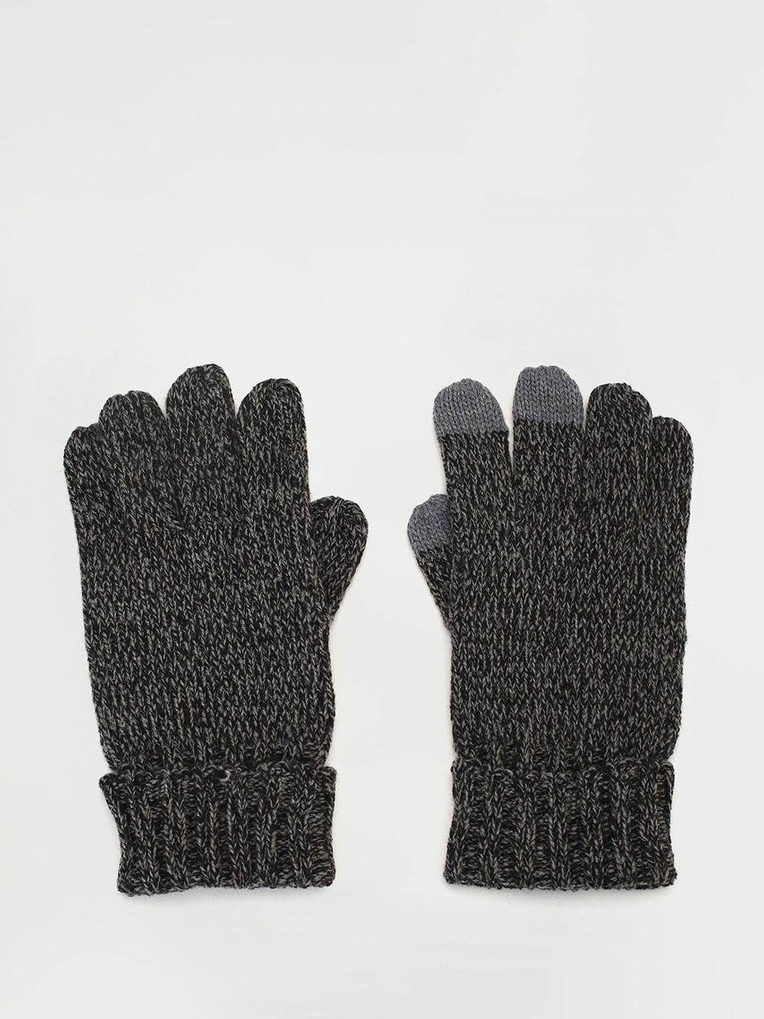 max men patterned acrylic winter gloves