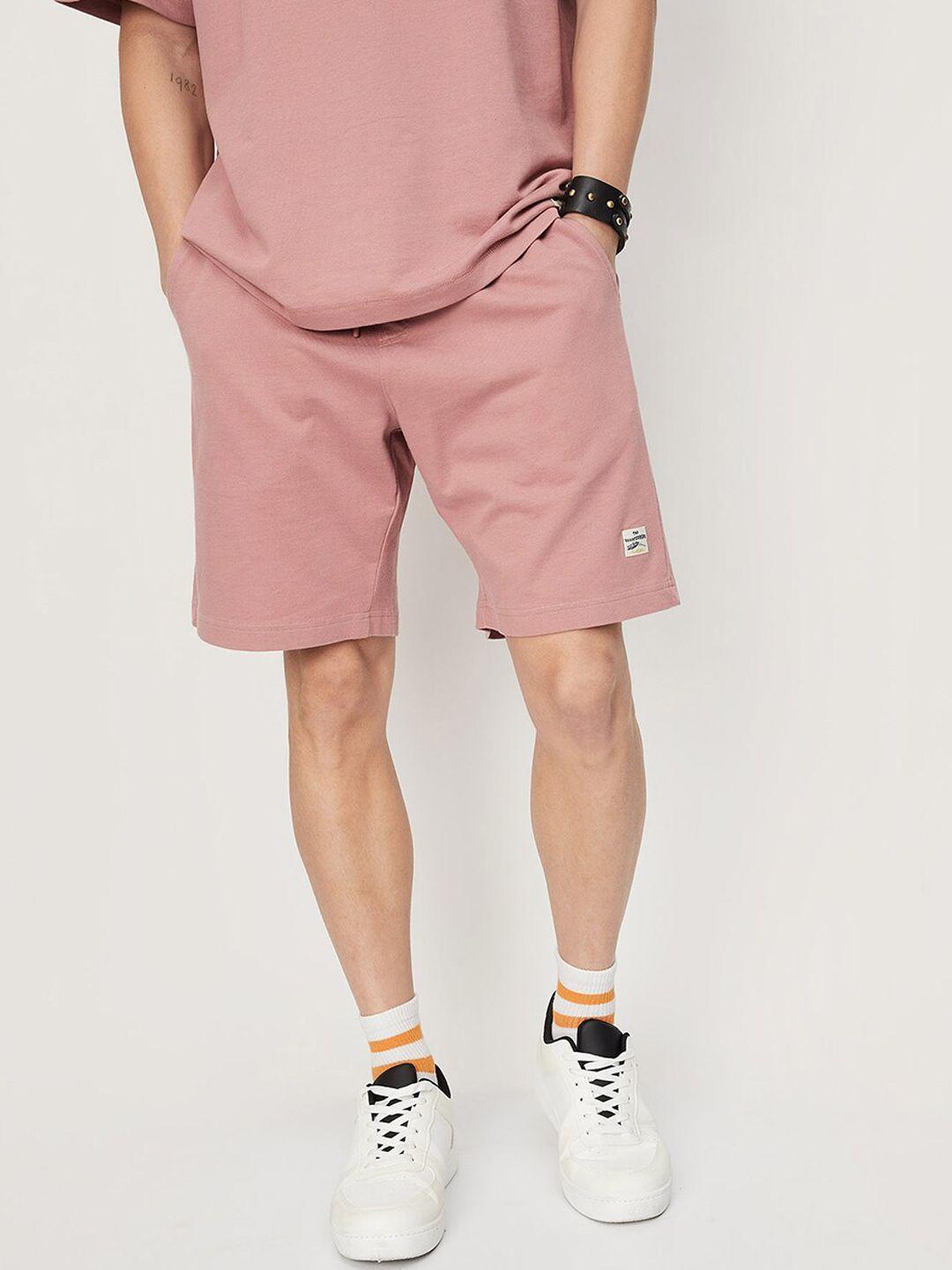 max men regular fit mid-rise pure cotton shorts