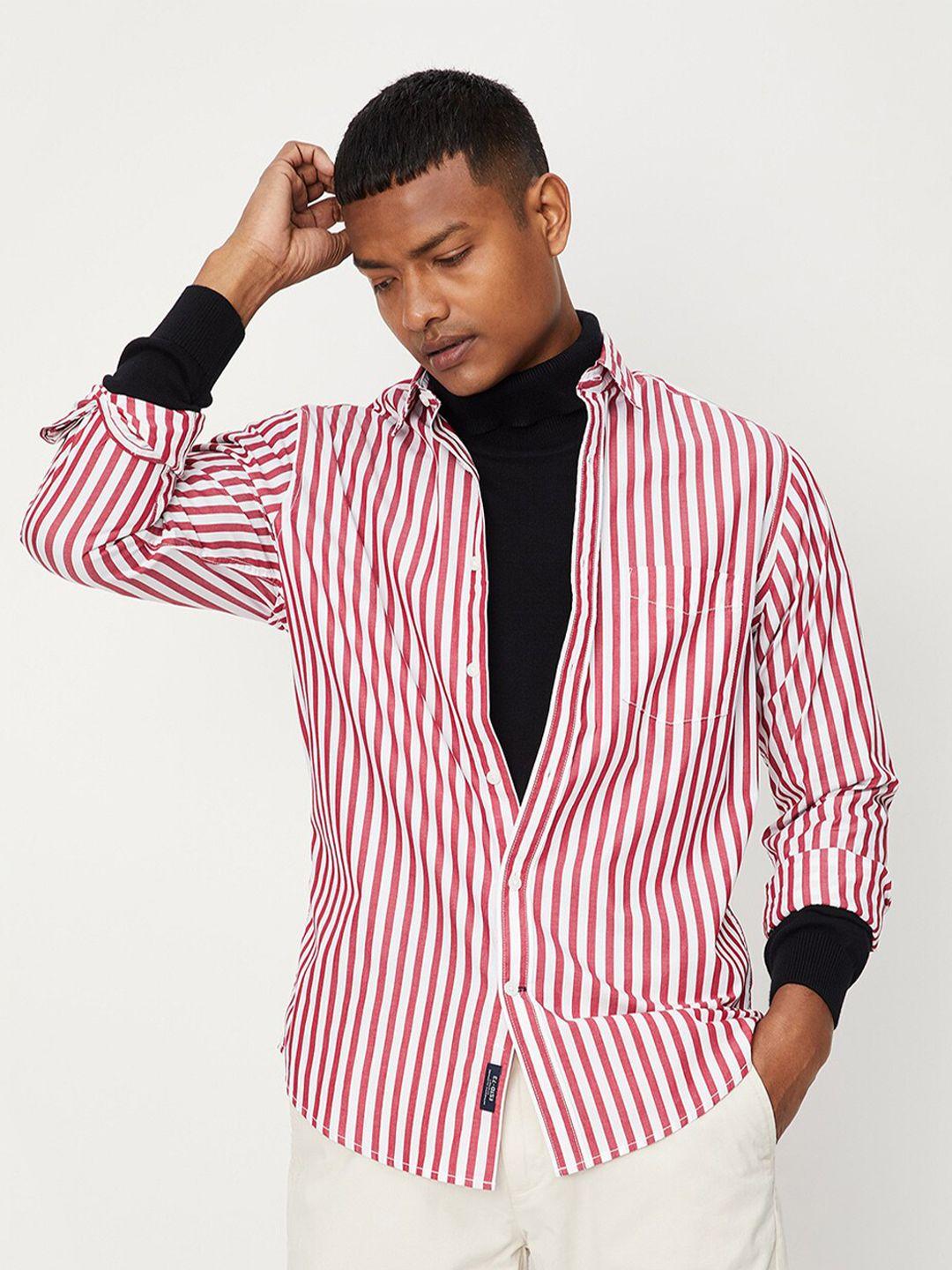 max men striped cotton casual regular fit shirt