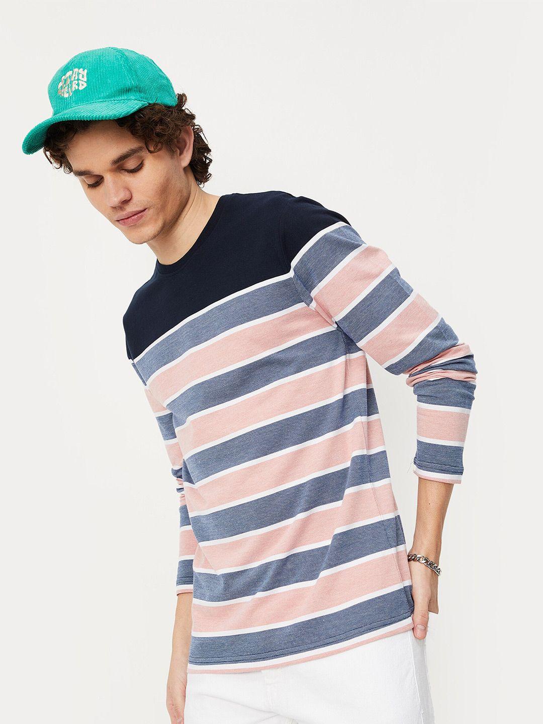 max men striped round neck t-shirt