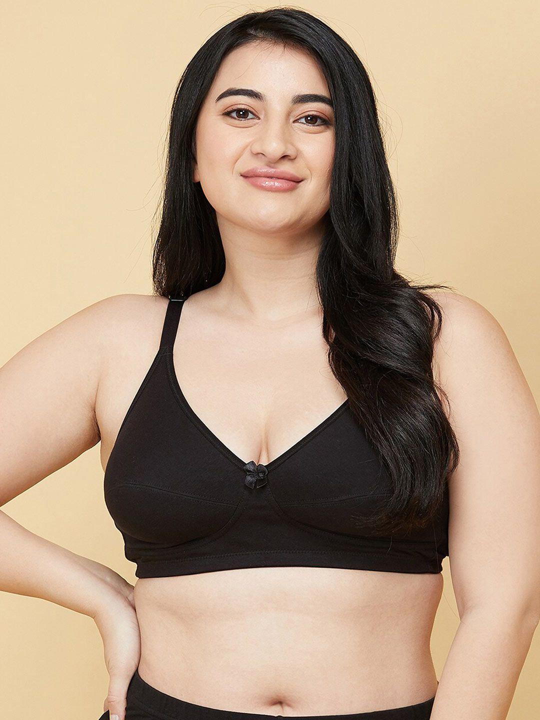 max plus size black solid cotton everyday  bra - lightly padded