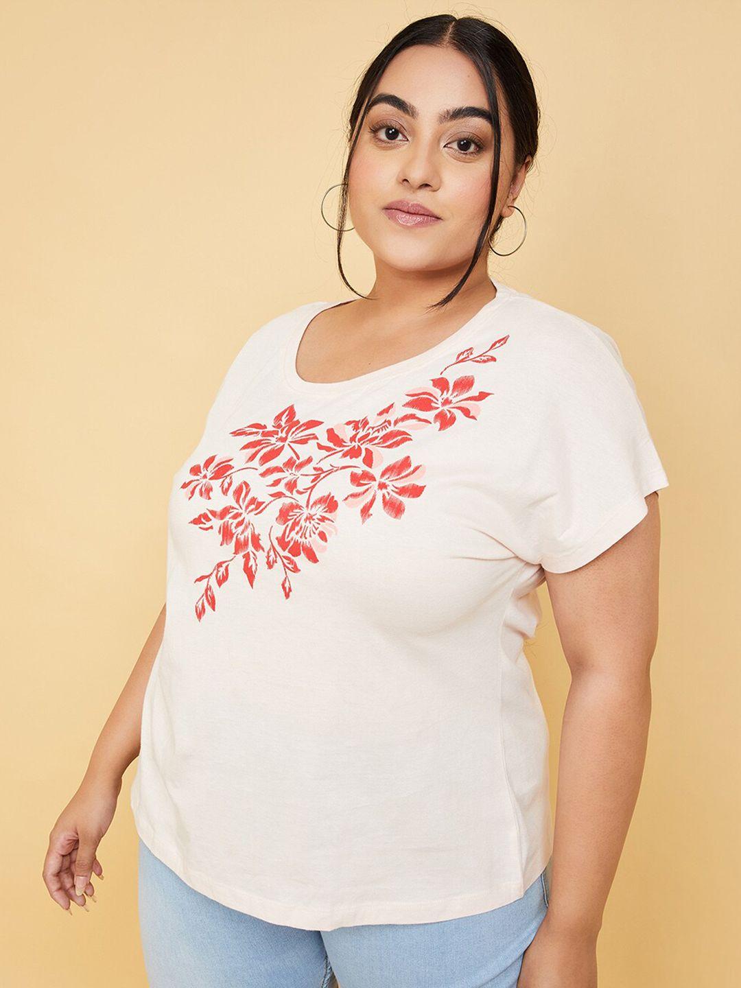 max plus size floral printed cotton casual t-shirt