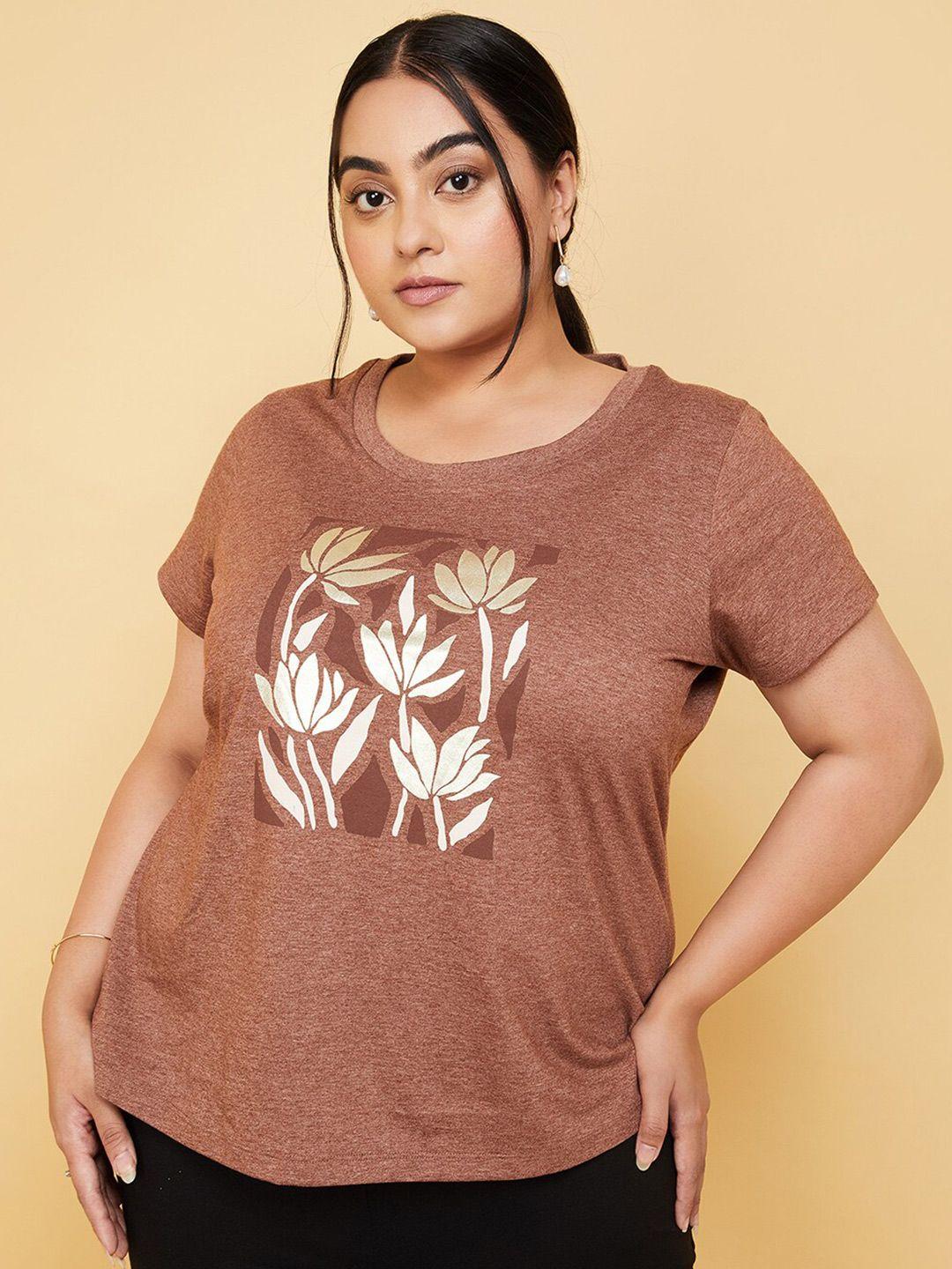 max plus size floral printed pure cotton t-shirt