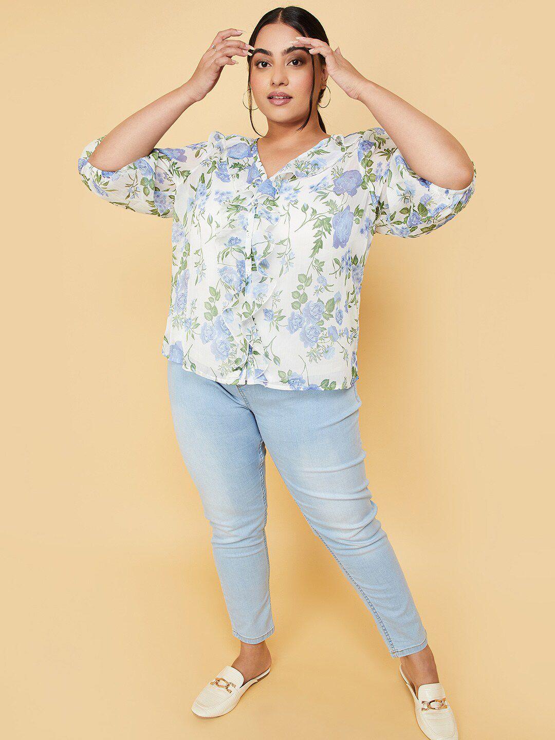 max plus size floral printed v-neck top
