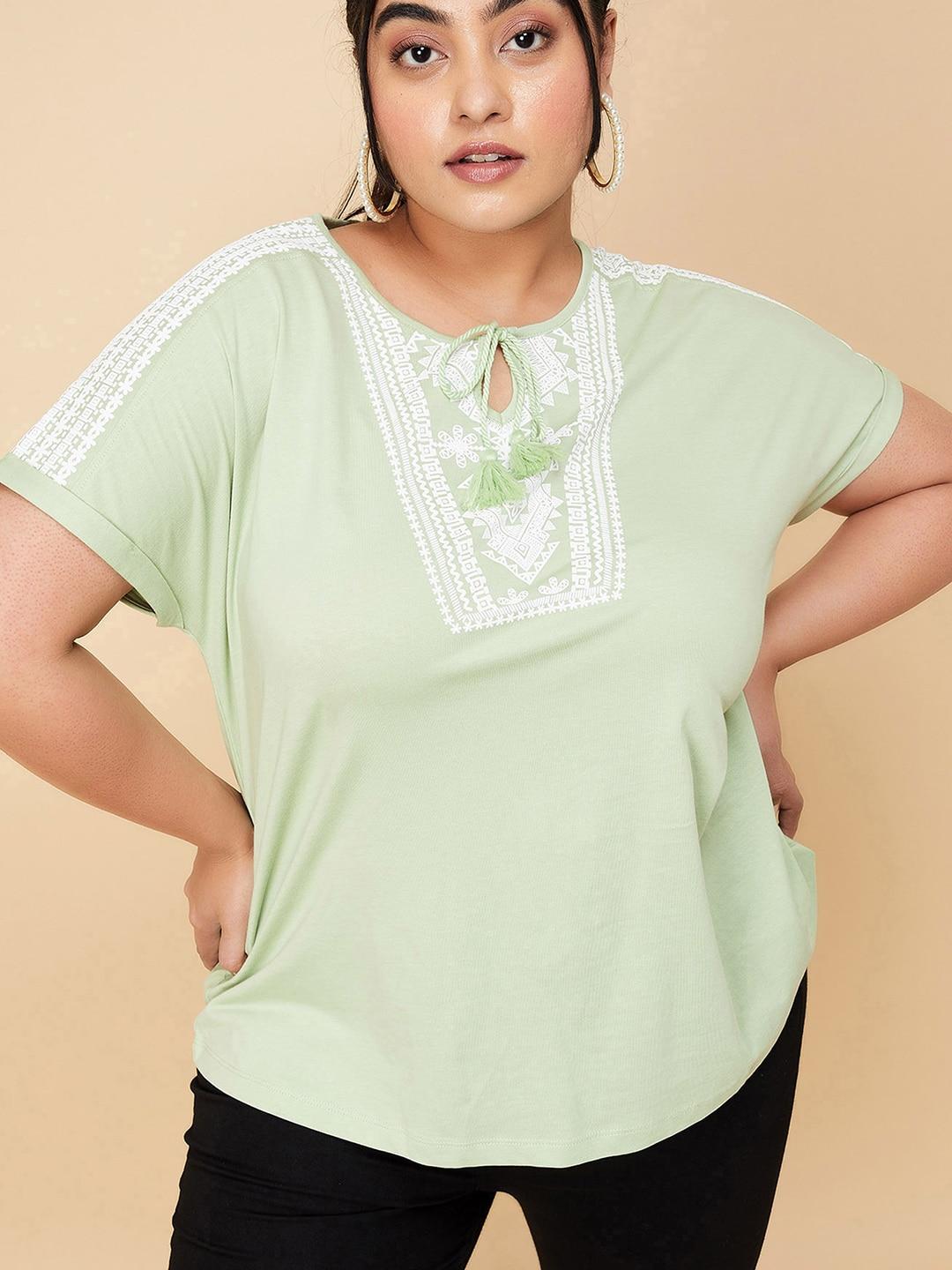 max plus size printed extended sleeves cotton t-shirt