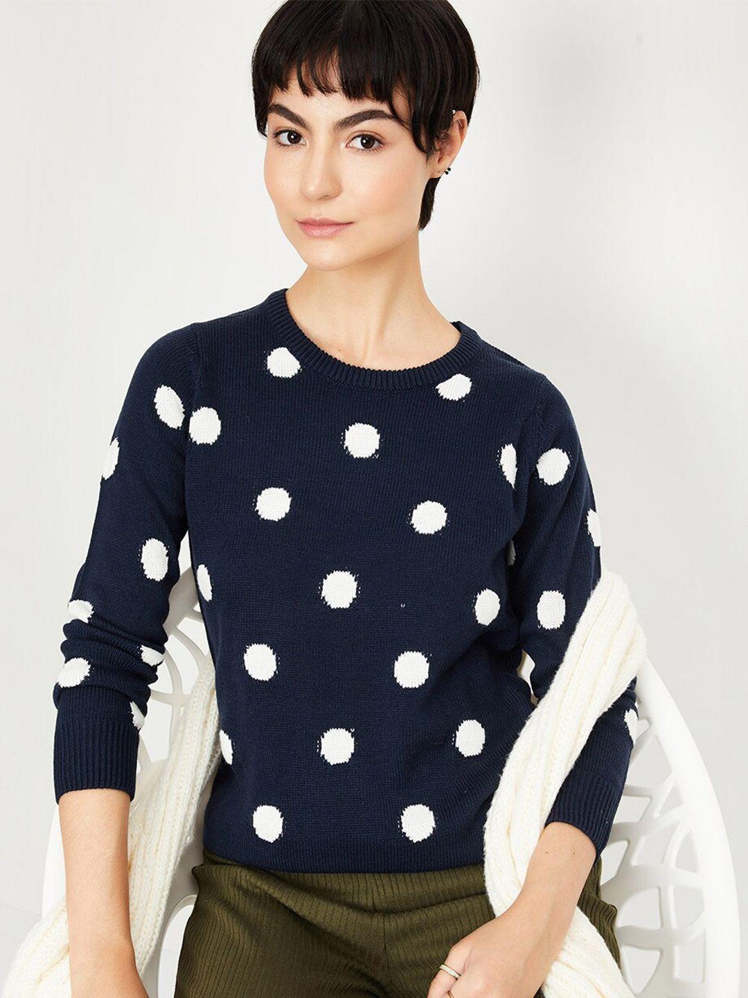 max polka dot printed round neck acrylic pullover