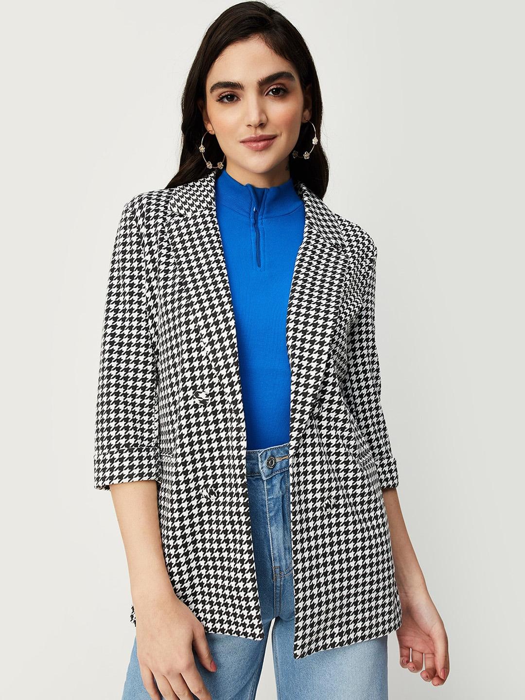 max printed notched lapel collar single-breasted blazer