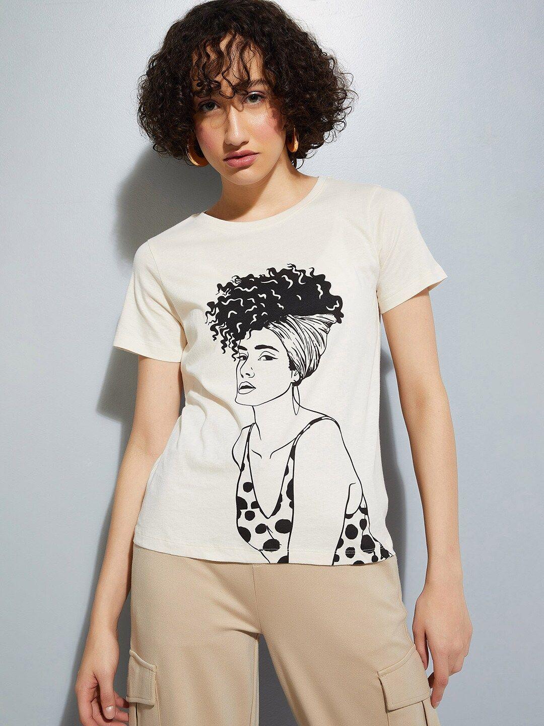 max printed round neck short sleeves cotton t-shirt