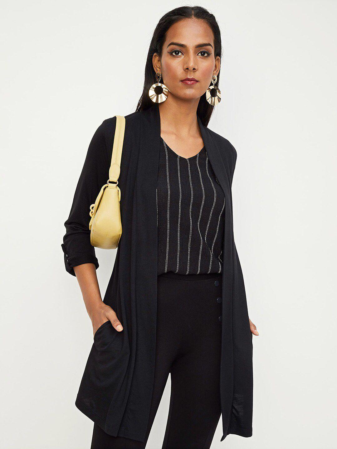 max roll-up sleeves open front longline shrug