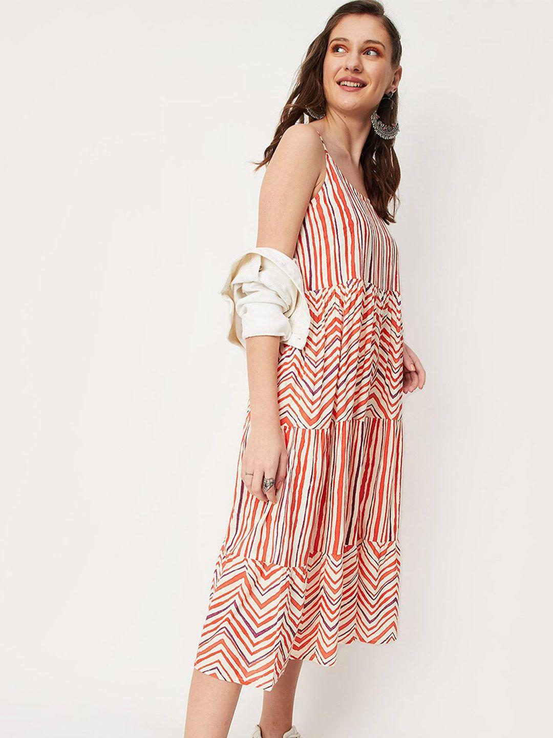 max striped a-line midi dress