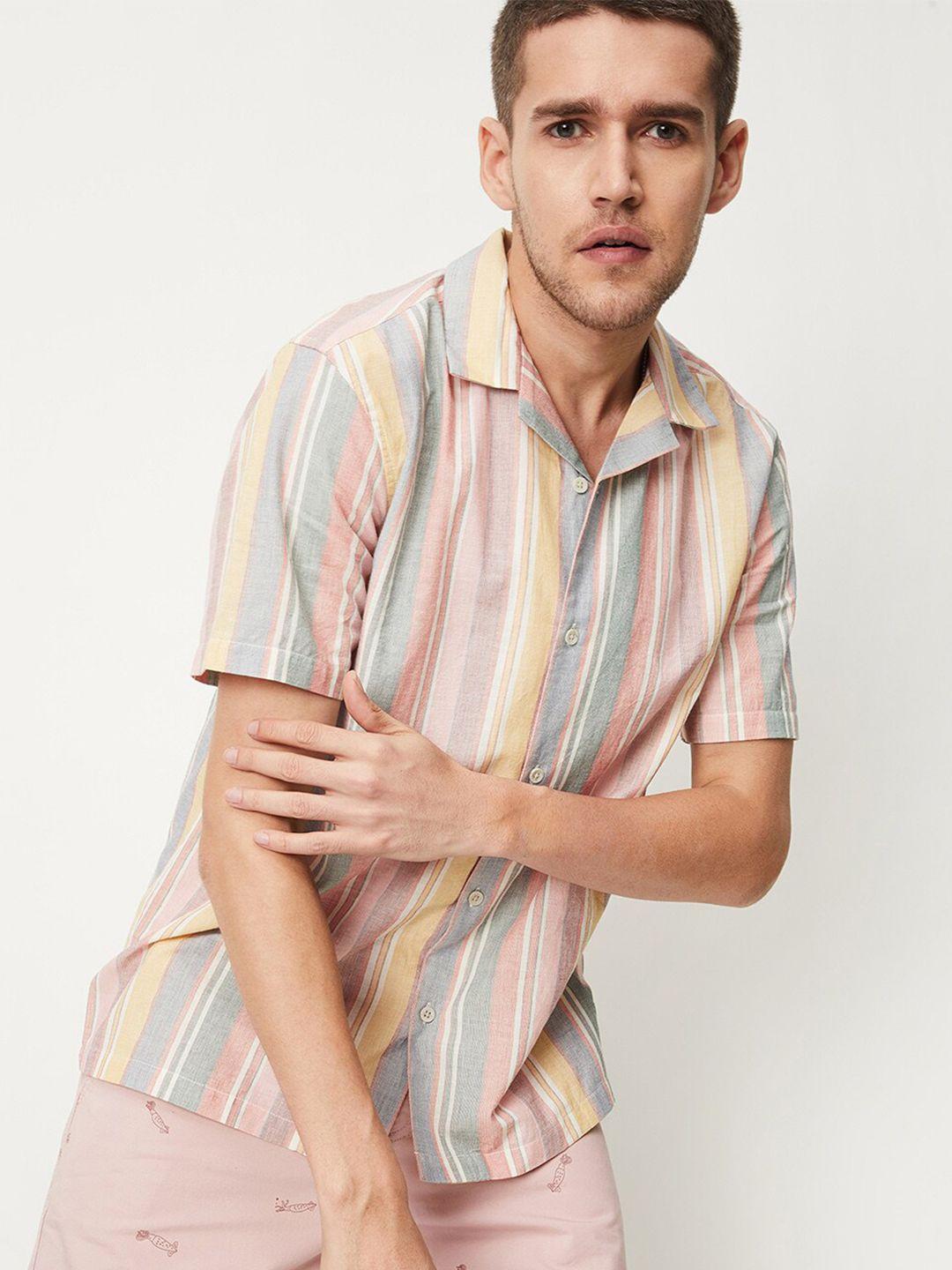 max-striped-cotton-beige-linen-casual-shirt