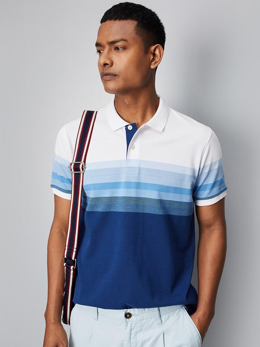 max striped polo collar short sleeves t-shirt