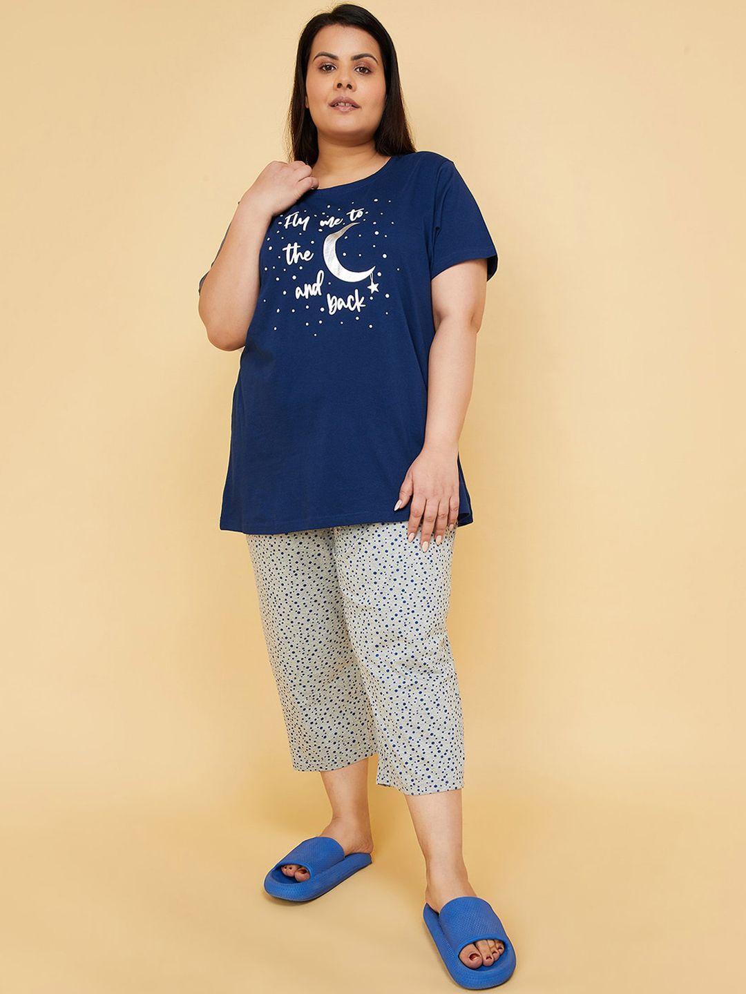 max typography printed pure cotton night suit
