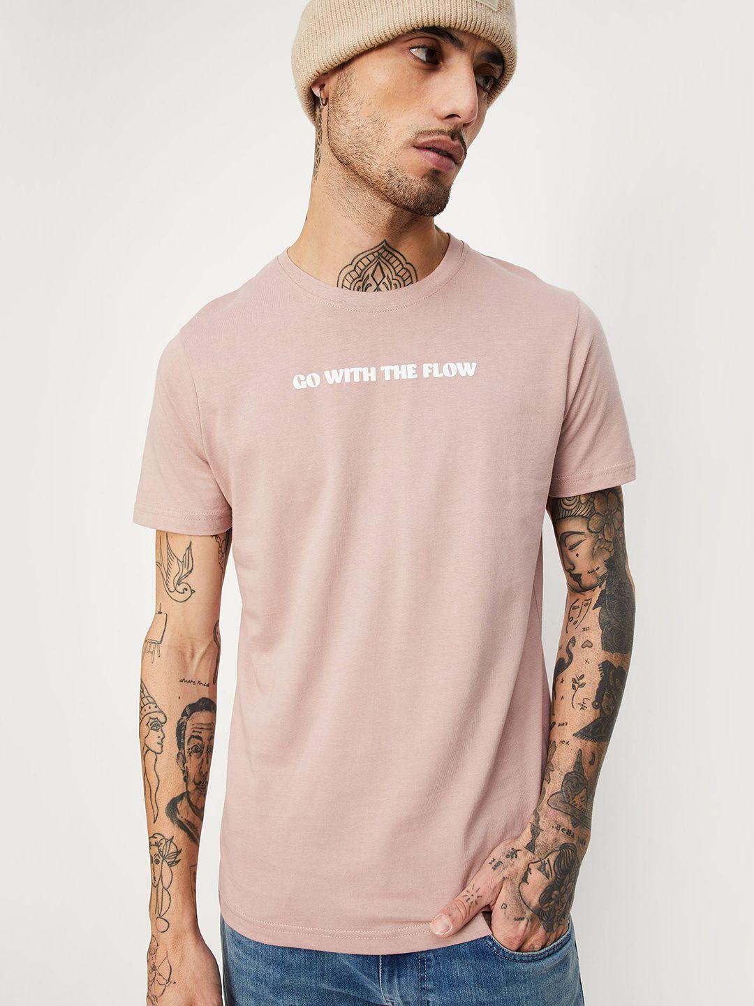 max typography printed round neck pure cotton t-shirt