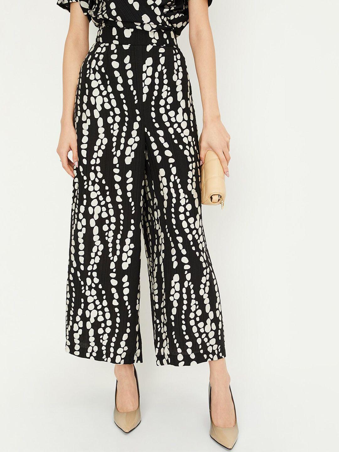 max women  abstract printed mid-rise trousers