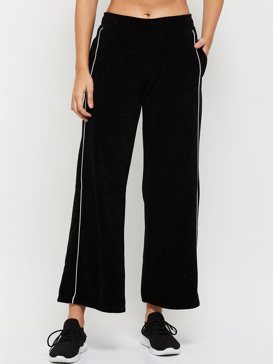 max women black solid track pant