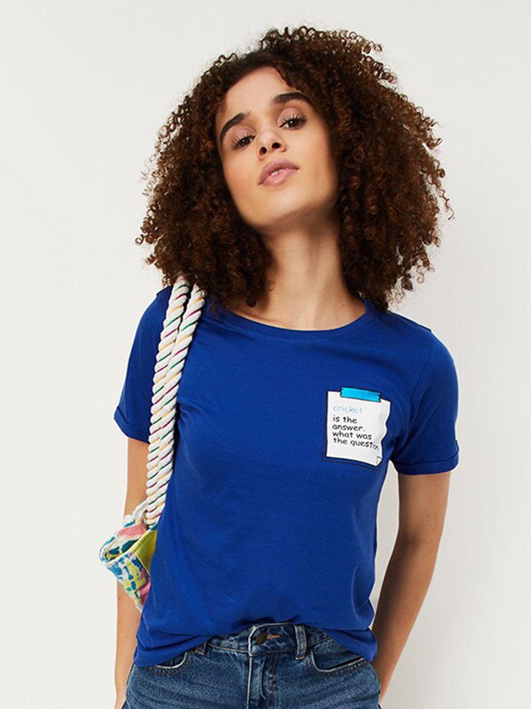 max women blue v-neck pockets t-shirt