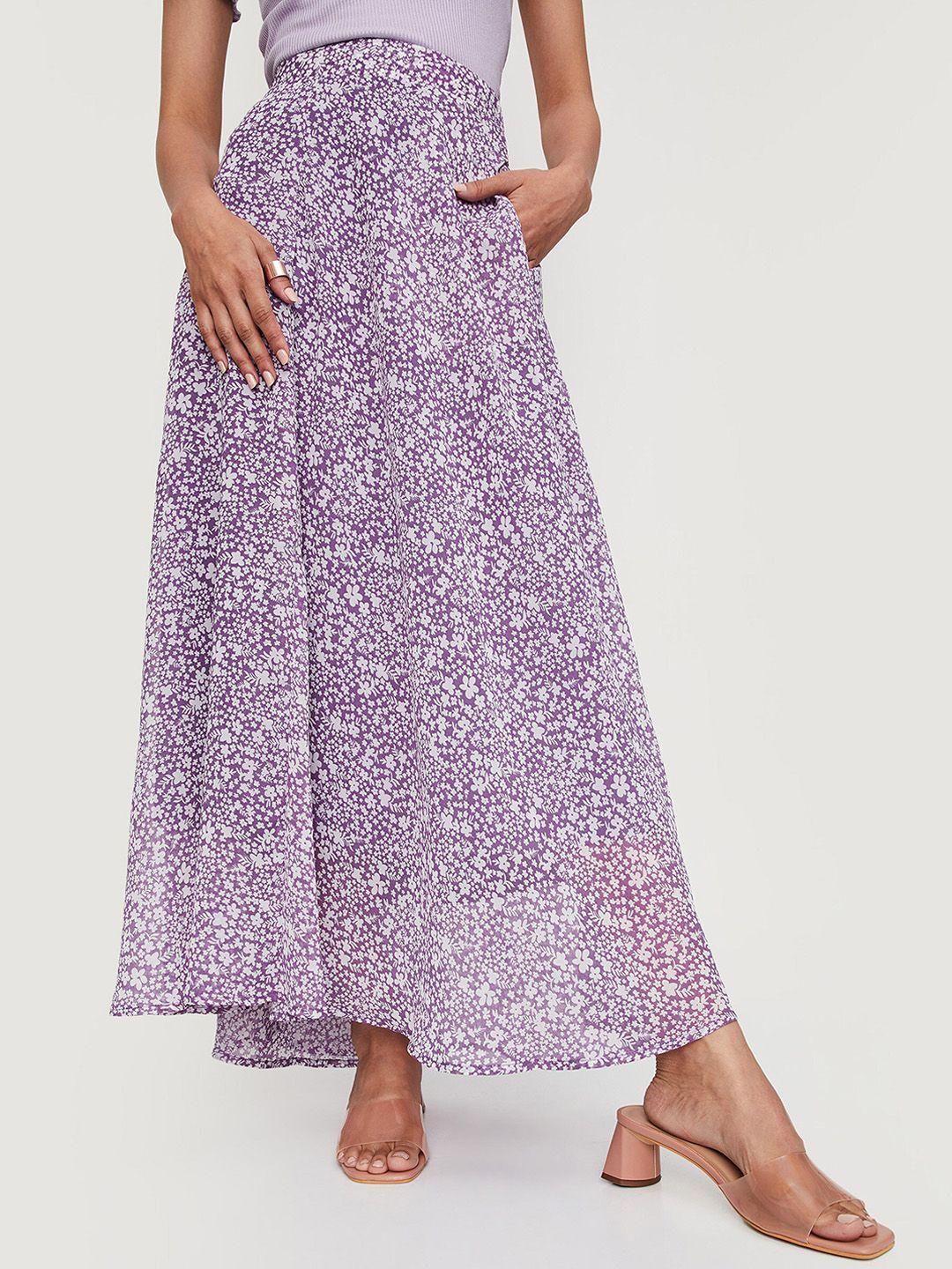 max women floral printed maxi-length flared skirt