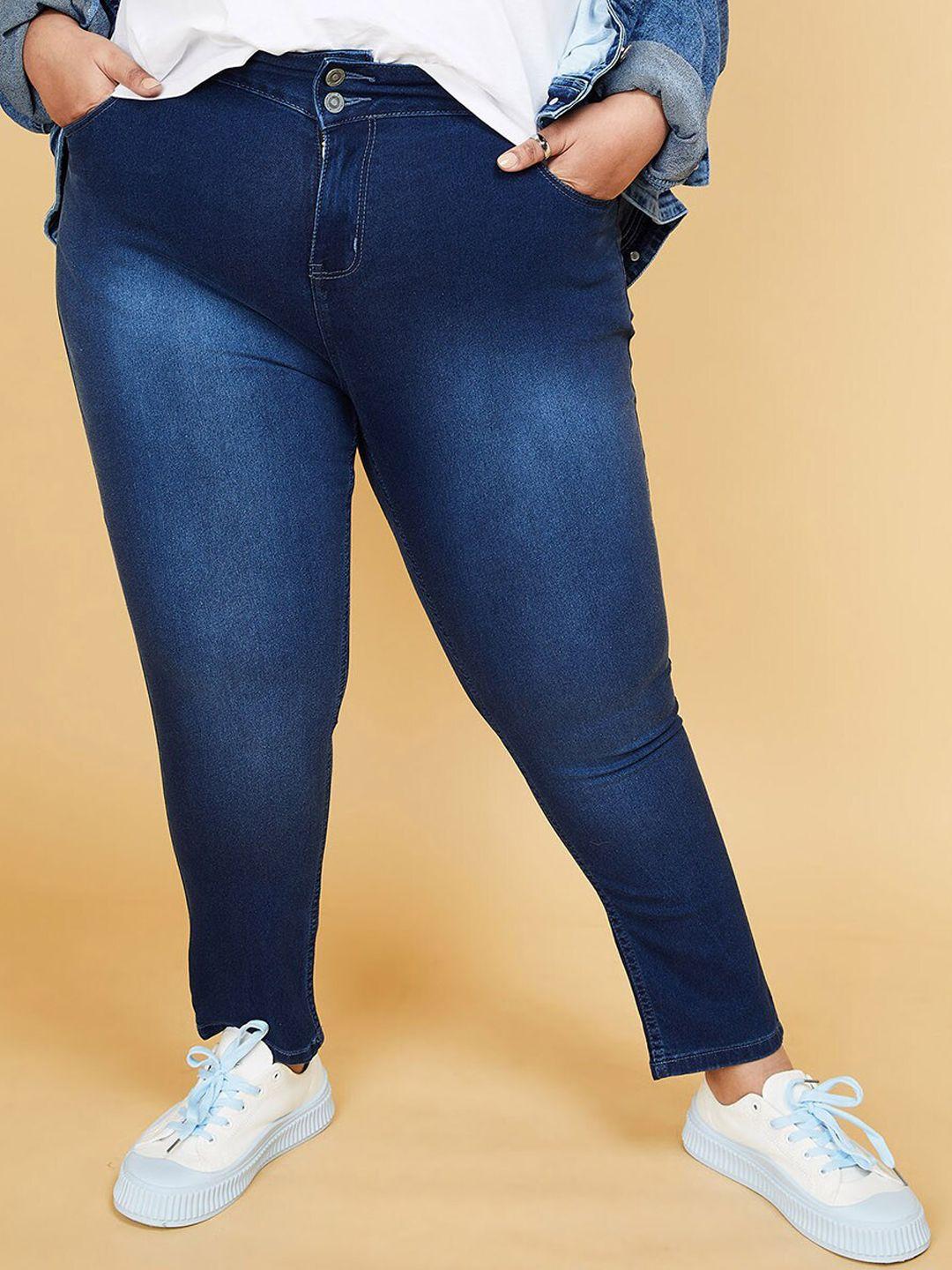 max women plus size blue slim fit light fade jeans