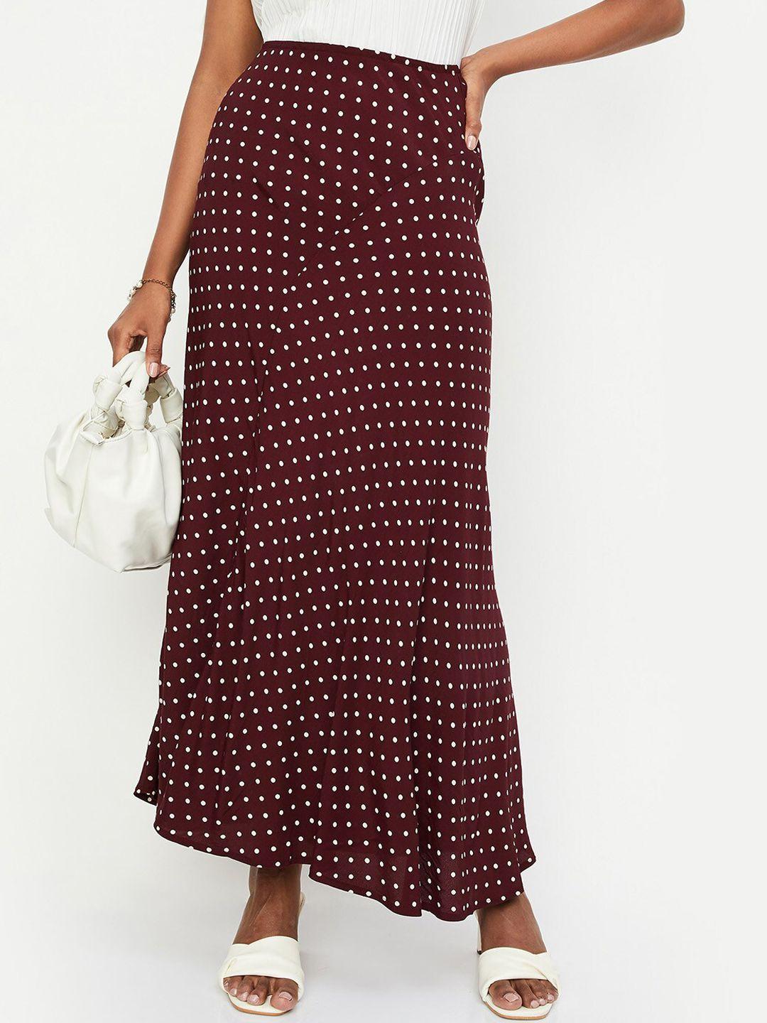 max women polka-dot flared maxi skirt