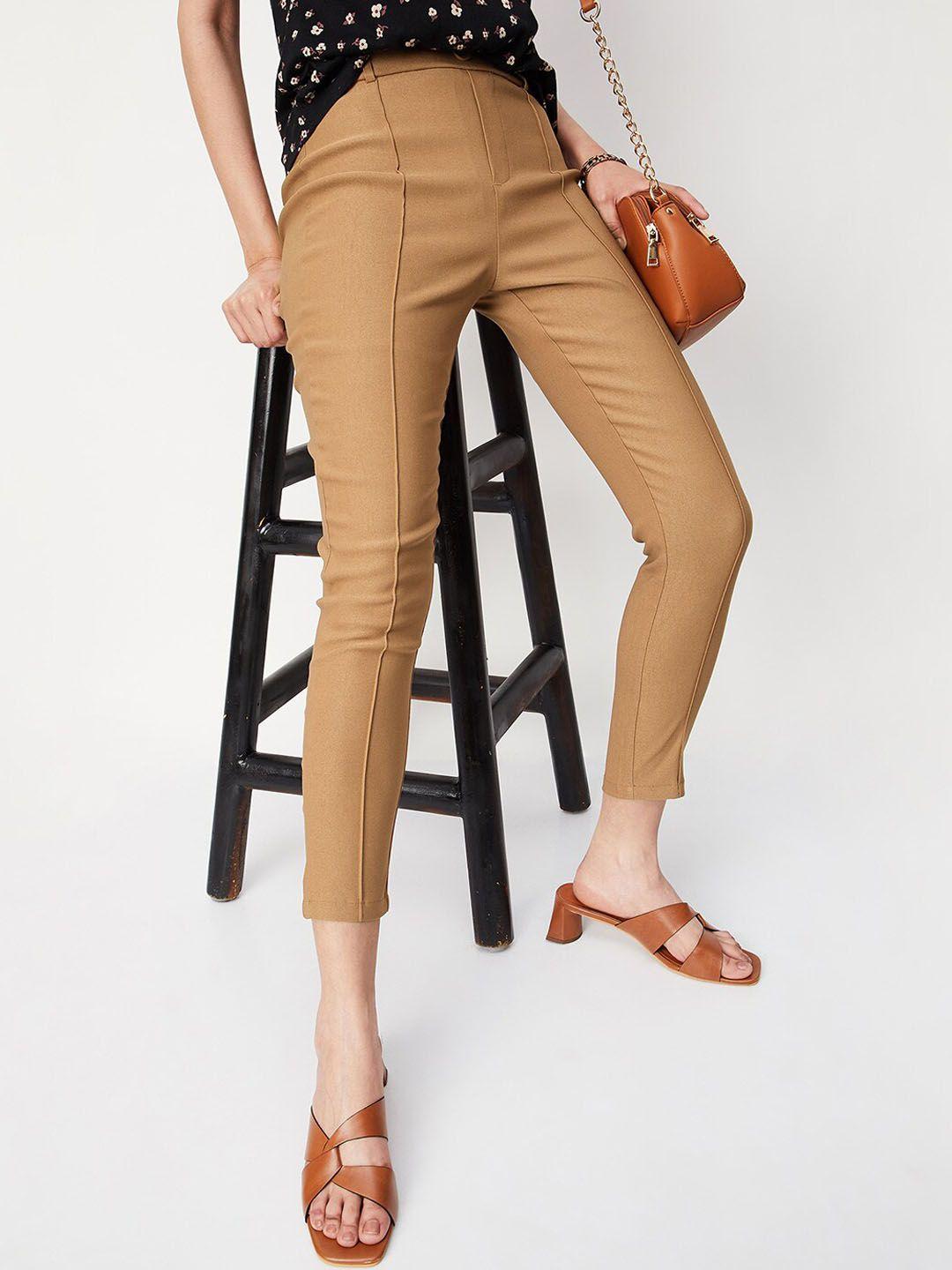 max women skinny fit mid-rise trousers
