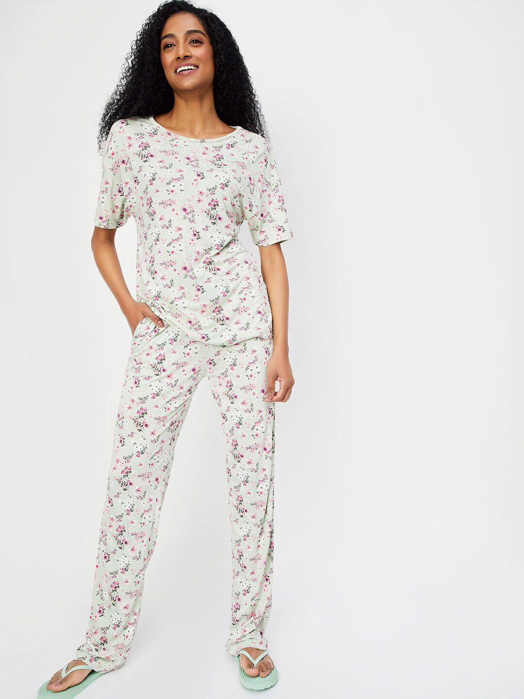 max  floral printed night suit