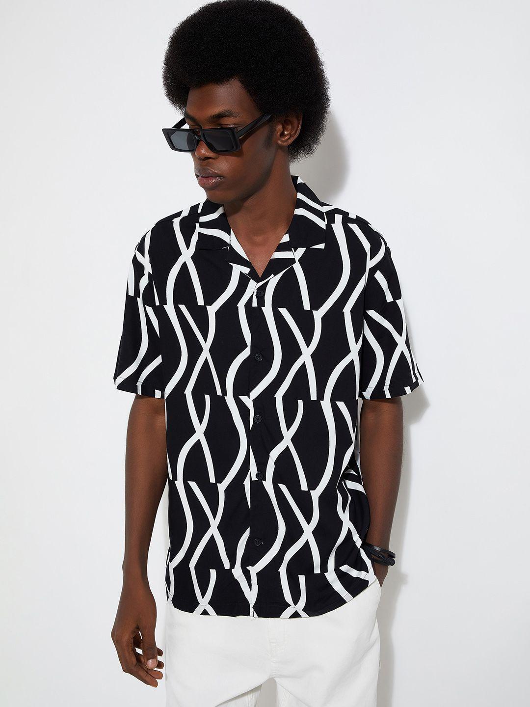 max abstract print long sleeves cotton casual shirt