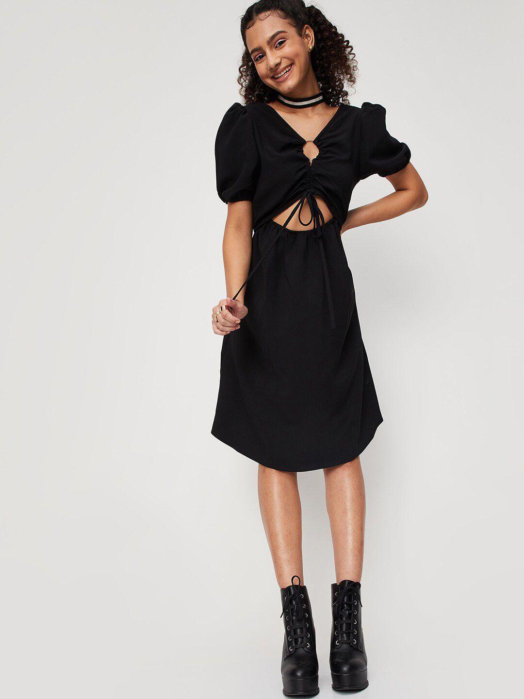 max black cut-outs a-line dress