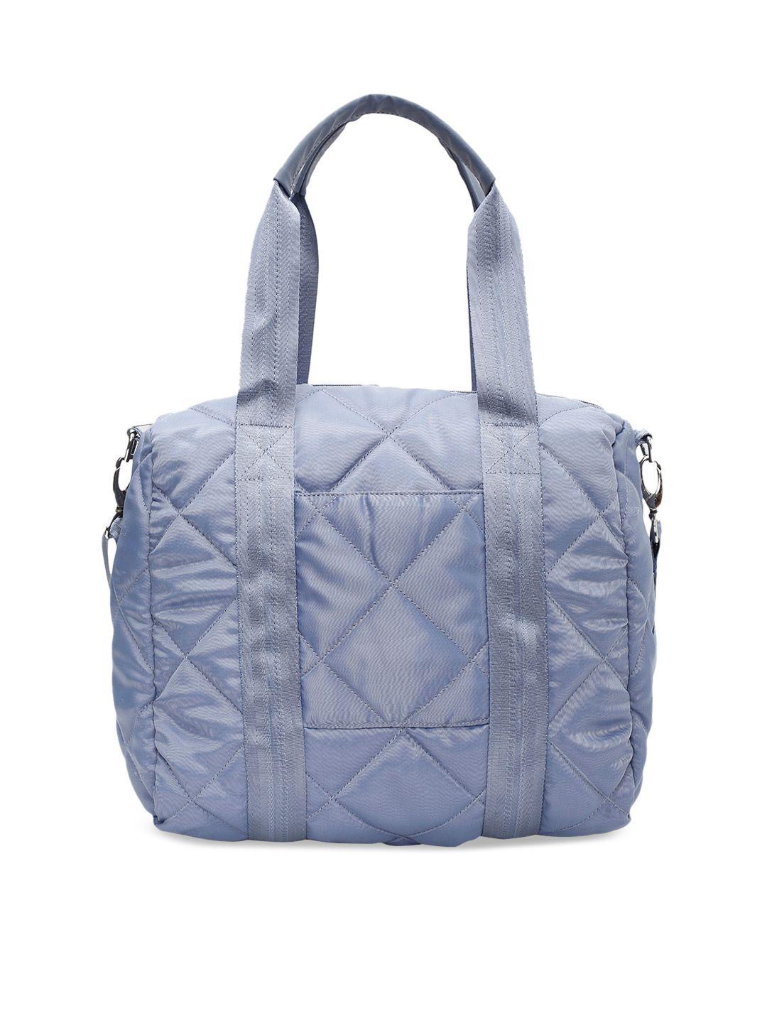 max blue oversized shopper handheld bag with quilted