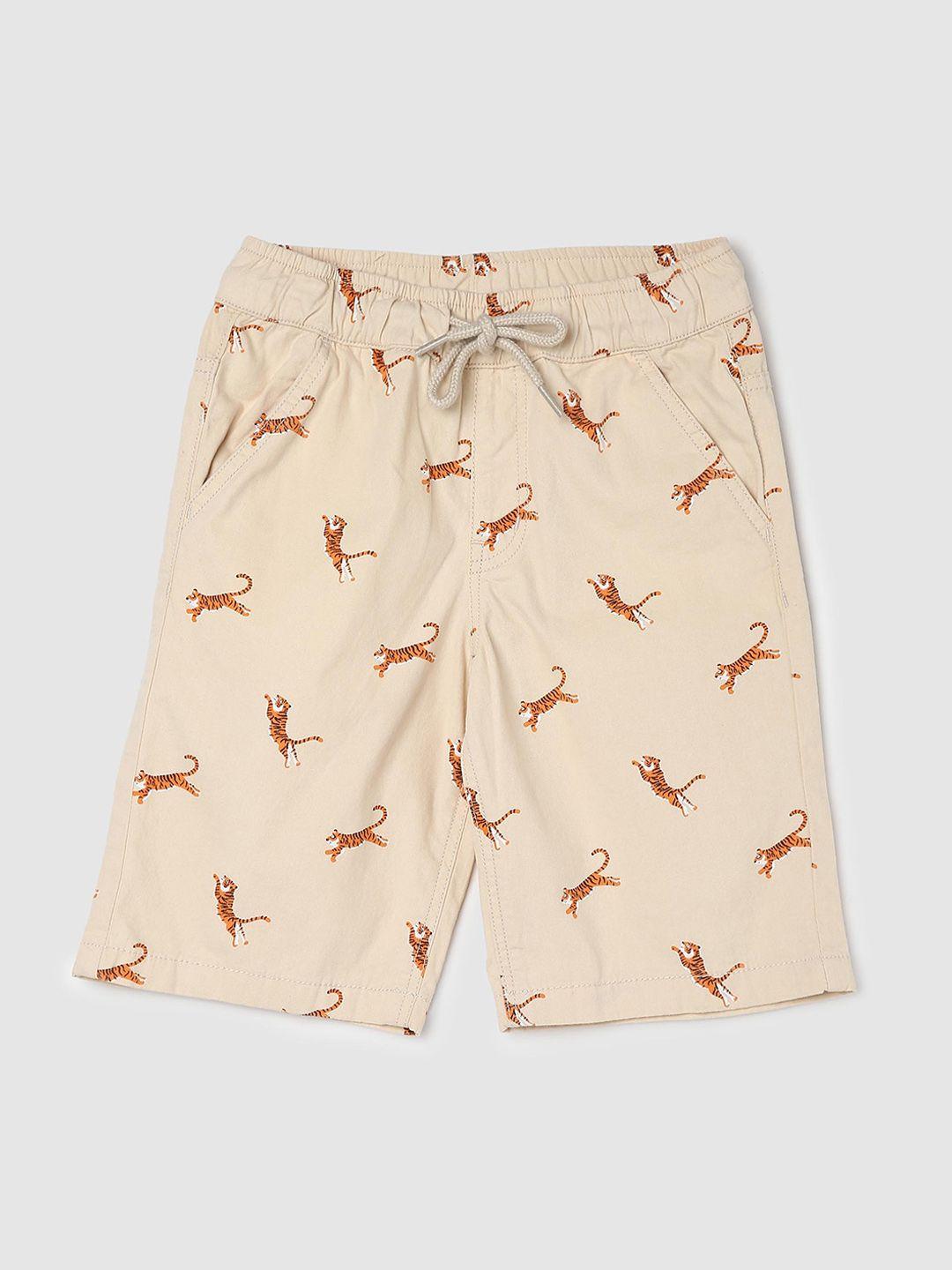 max boys beige conversational printed shorts