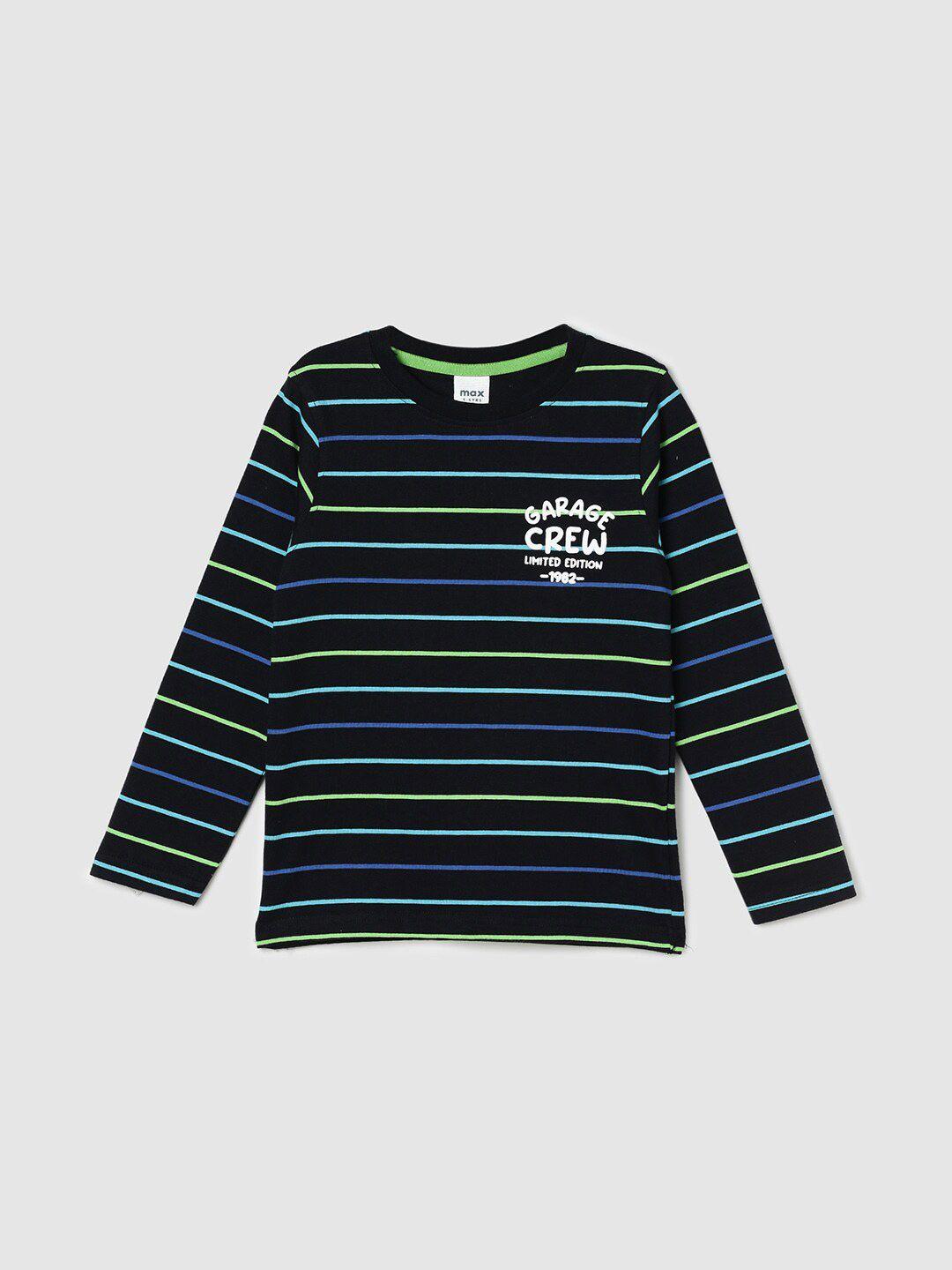 max boys black striped pure cotton t-shirt