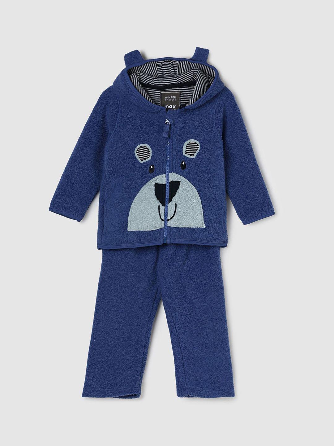 max boys blue & navy blue printed night suit