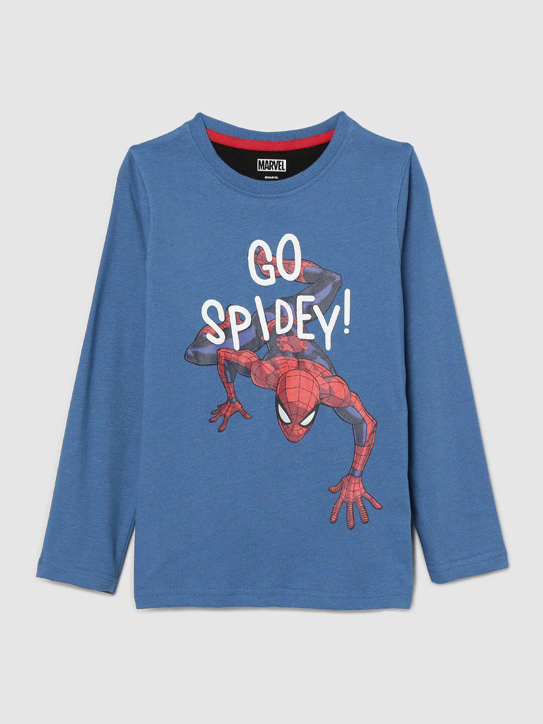 max boys blue spider-man printed pure cotton t-shirt