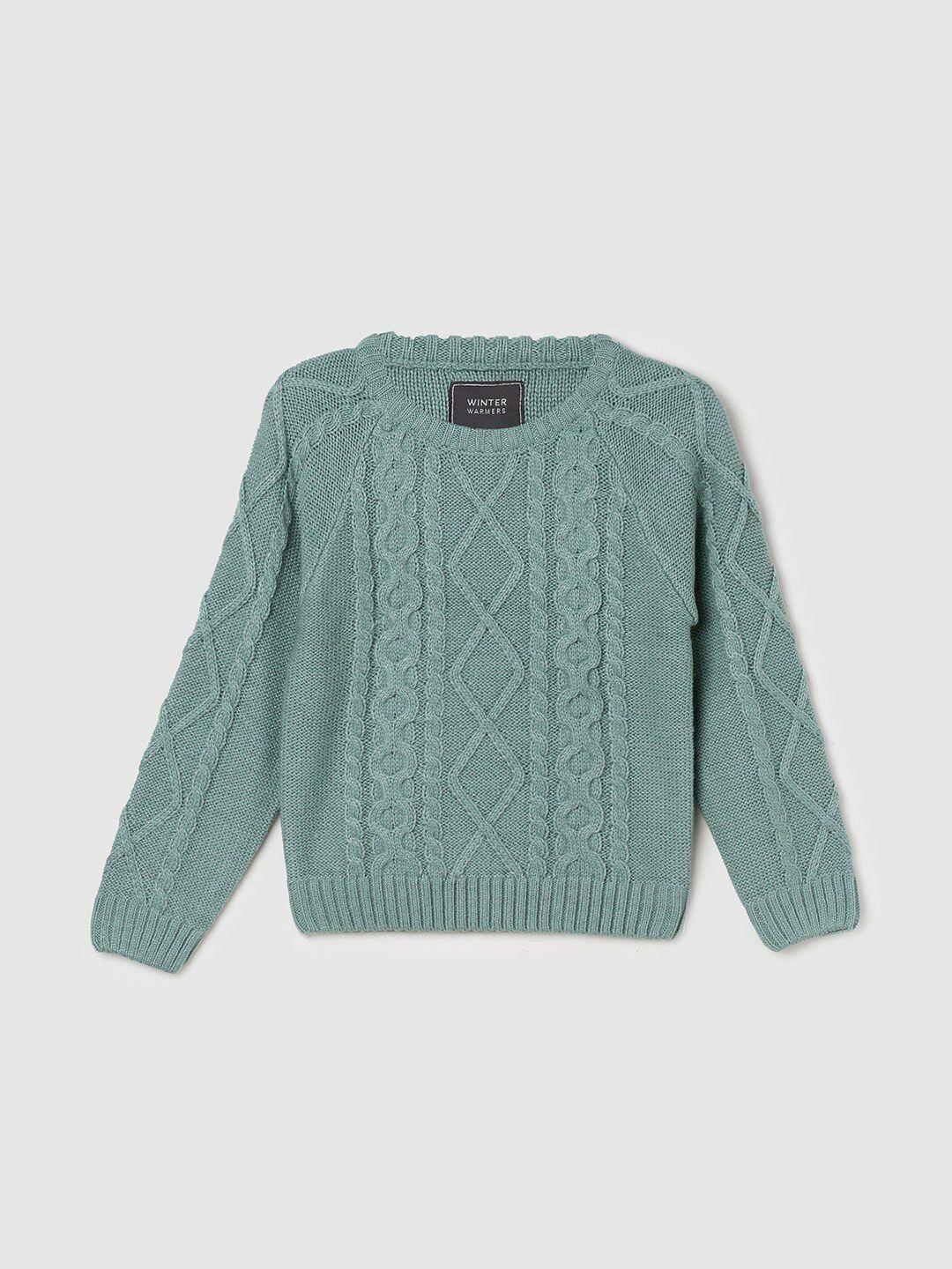 max boys cable knit self design acrylic pullover