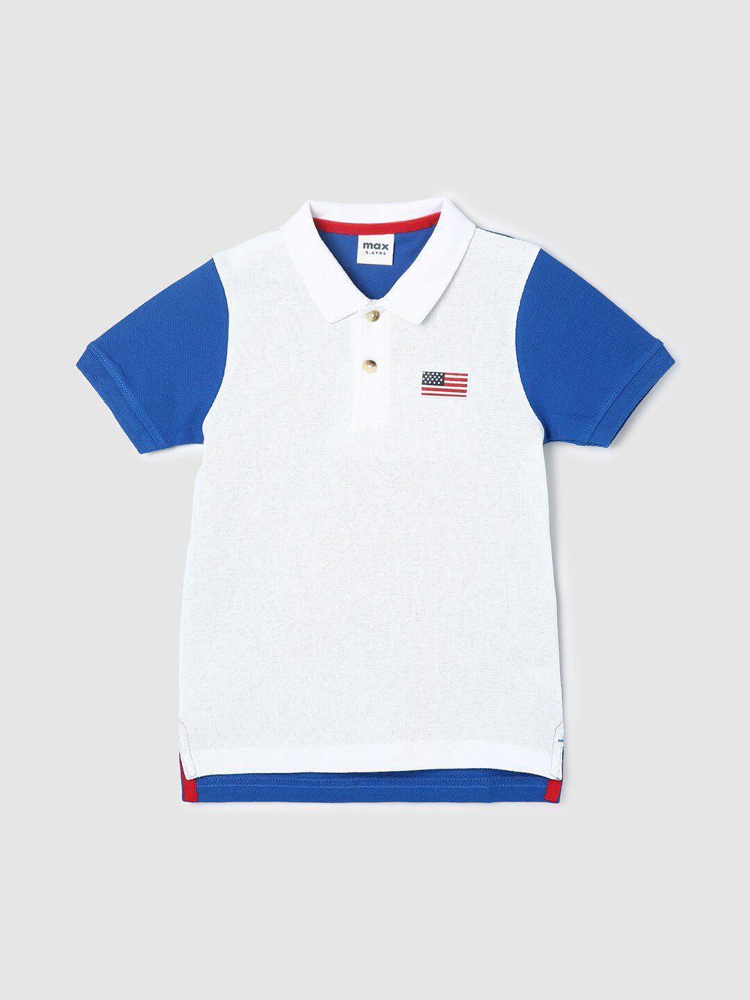 max boys colourblocked polo collar  pure cotton t-shirt