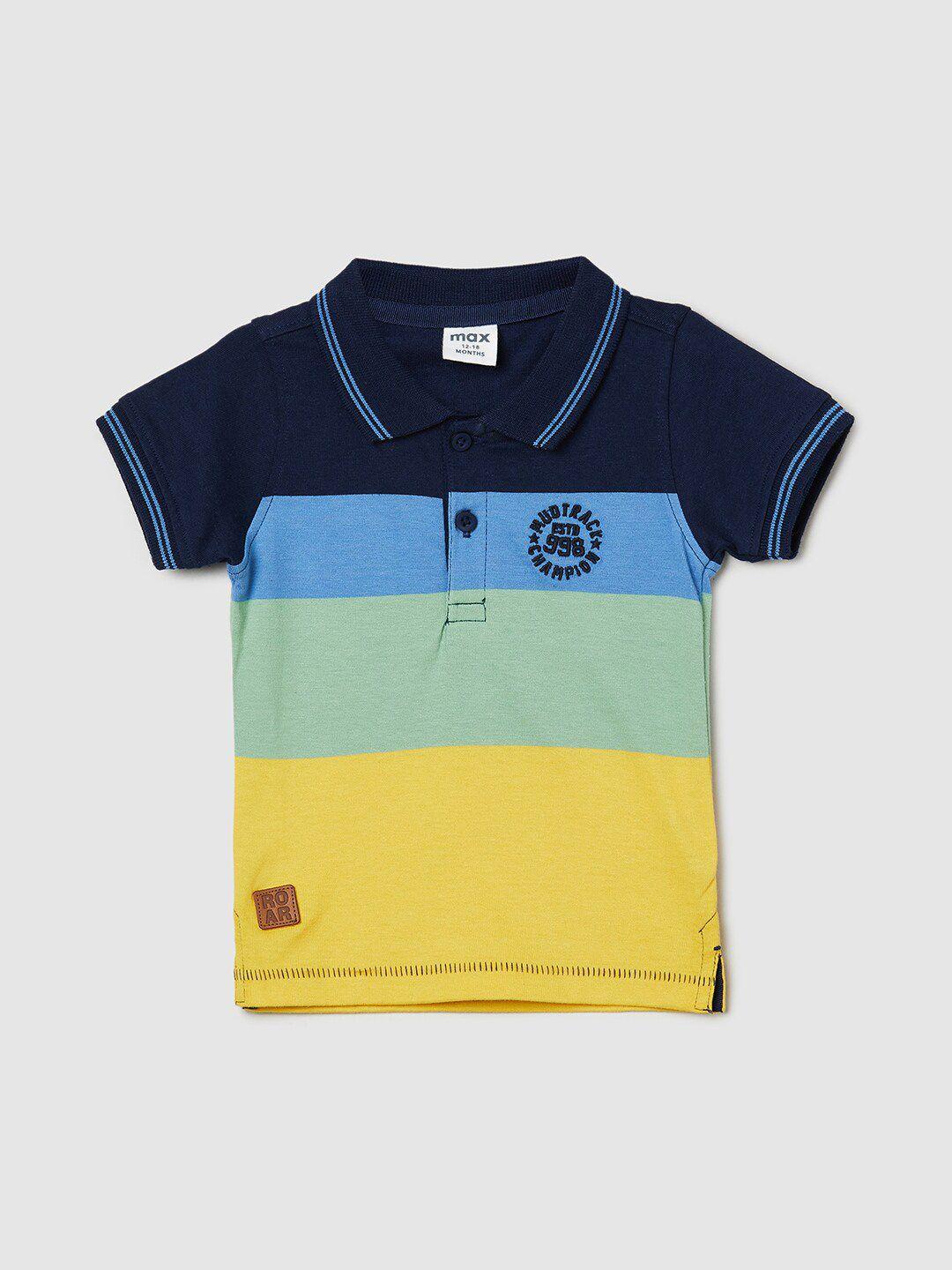 max boys colourblocked polo collar pure cotton t-shirt