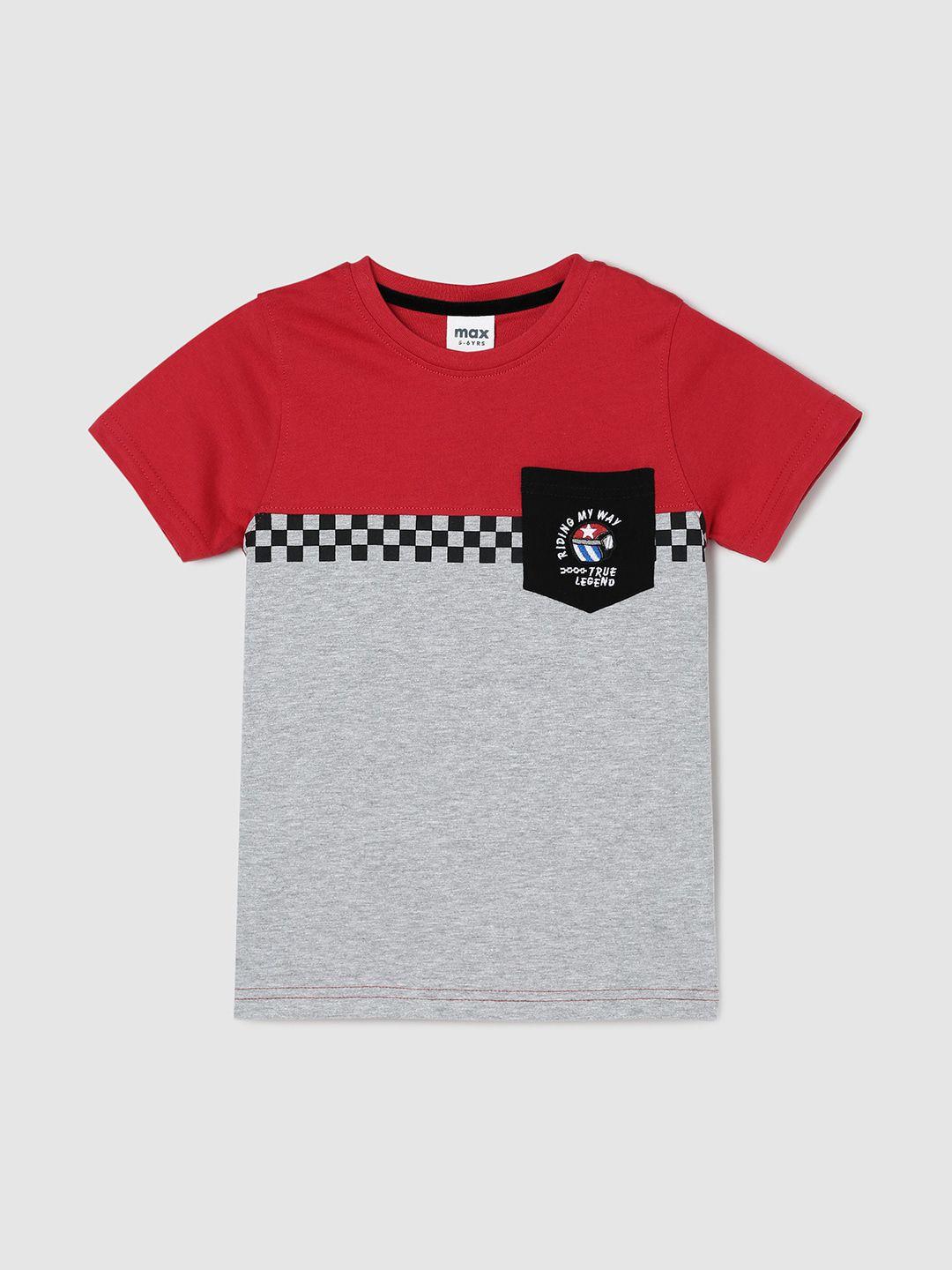 max boys colourblocked round neck t-shirt