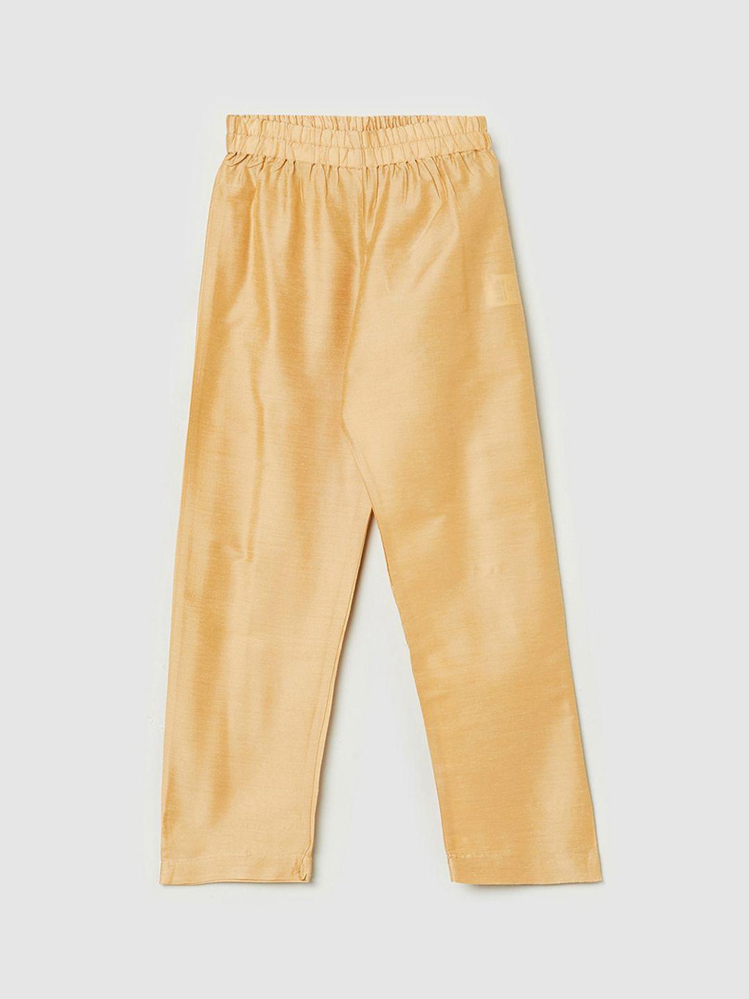 max boys gold-colored solid lounge pants