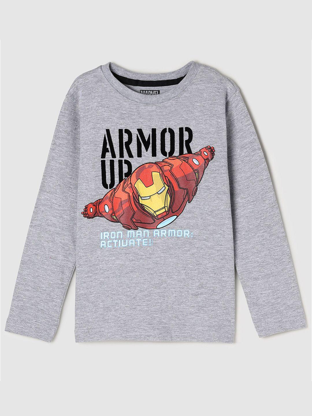 max boys grey iron man printed pure cotton t-shirt