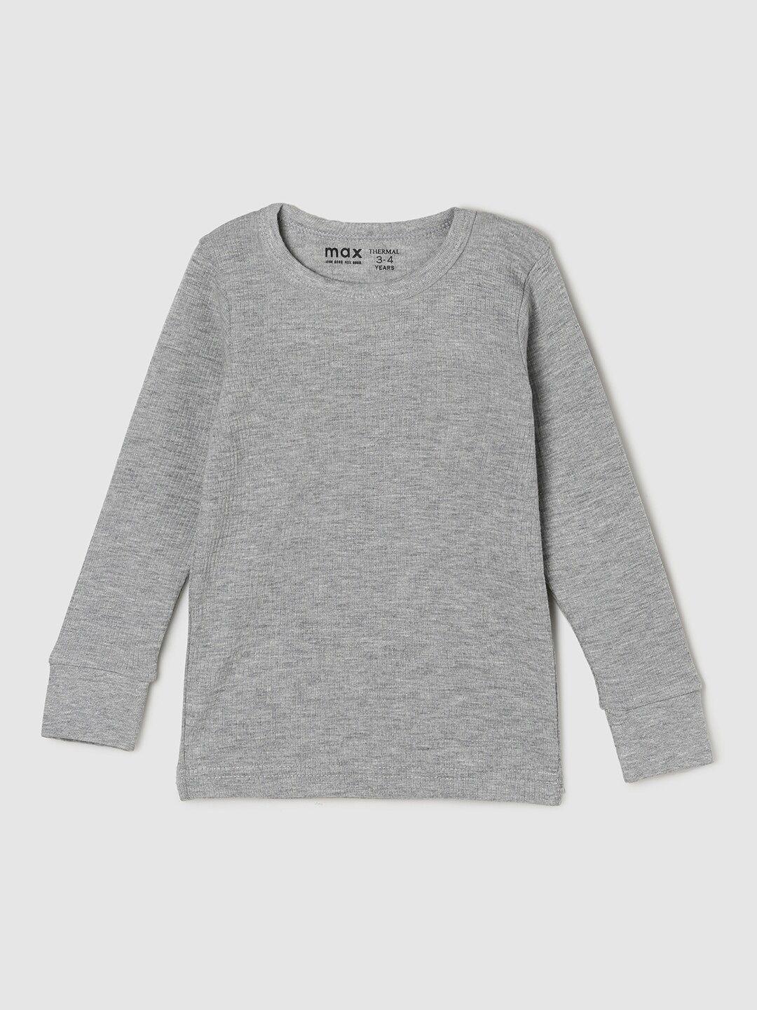 max boys grey melange cotton t-shirt