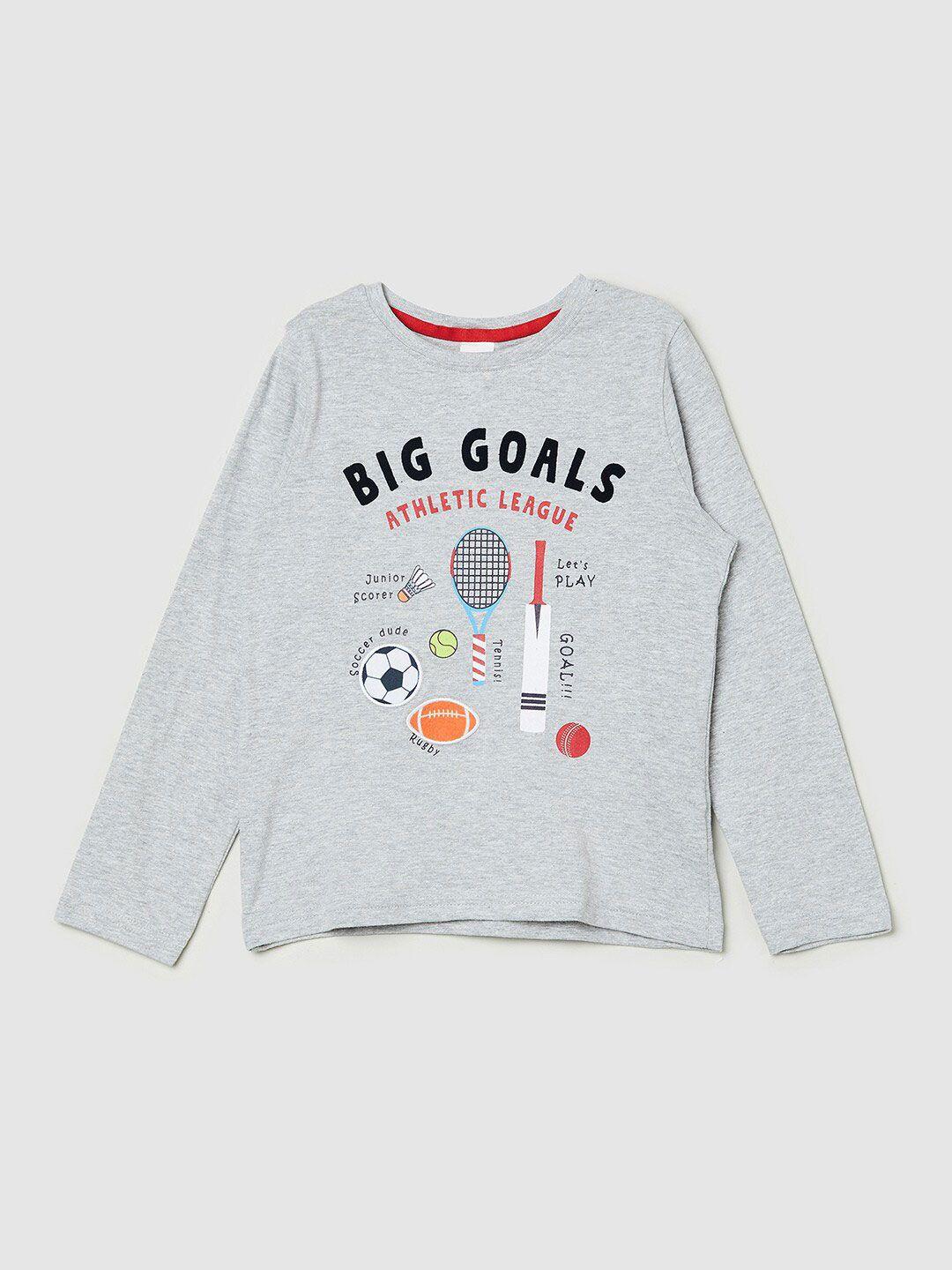 max boys grey printed applique t-shirt