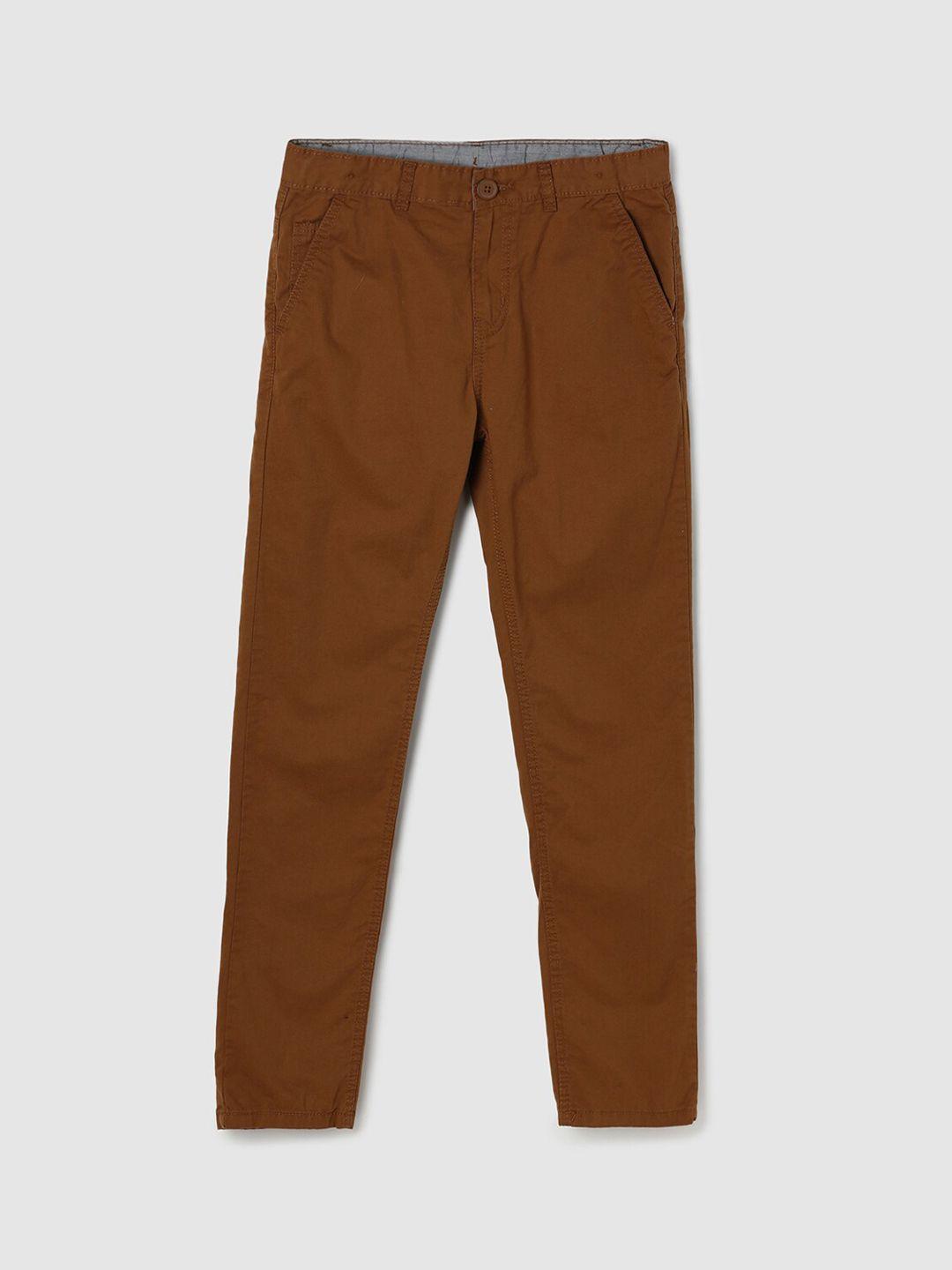 max boys khaki solid chinos regular fit cotton trouser