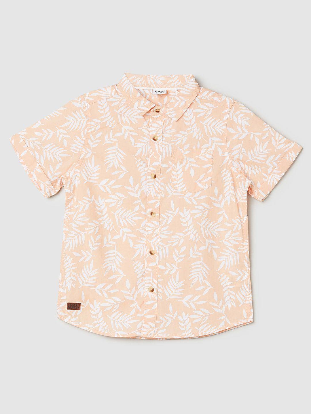 max boys orange floral opaque printed casual shirt