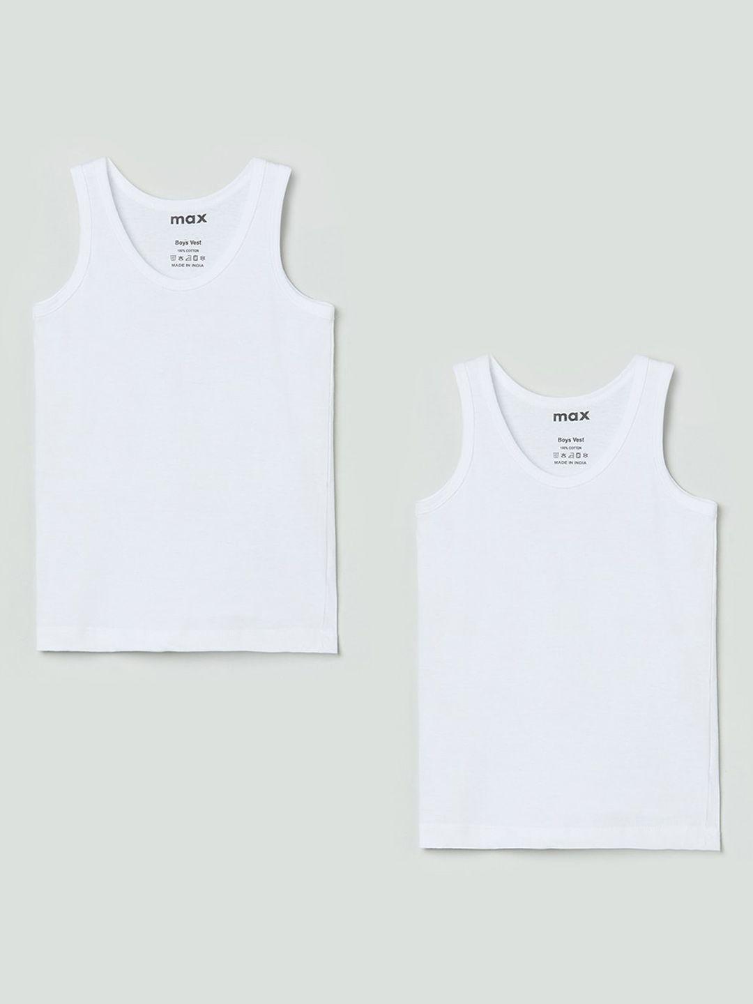 max boys pack of 2 white solid innerwear vests noosdiv05