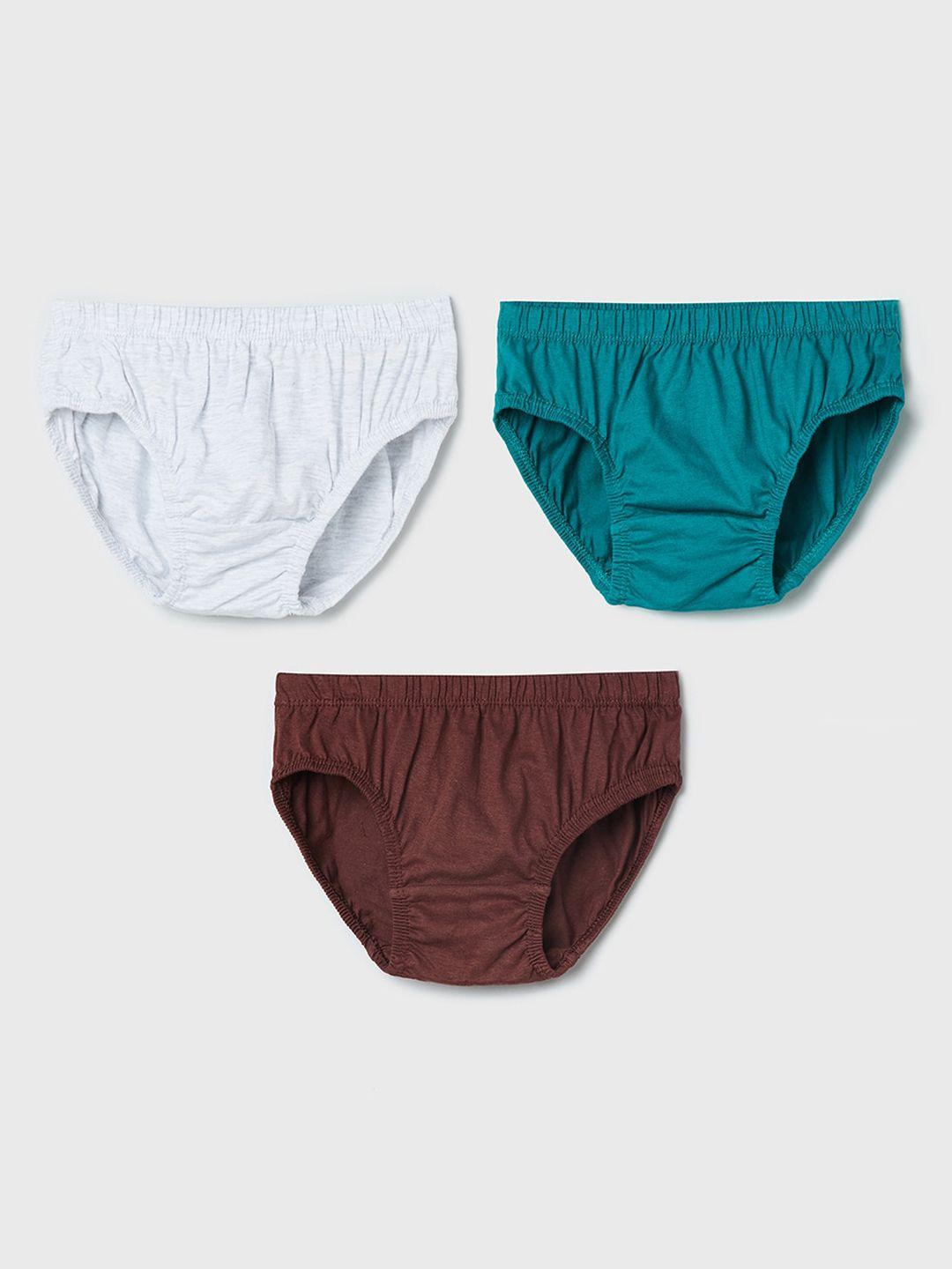 max boys pack of 3 brown & green cotton briefs