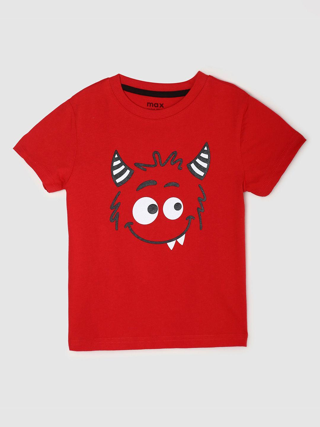 max boys red printed pure cotton t-shirt